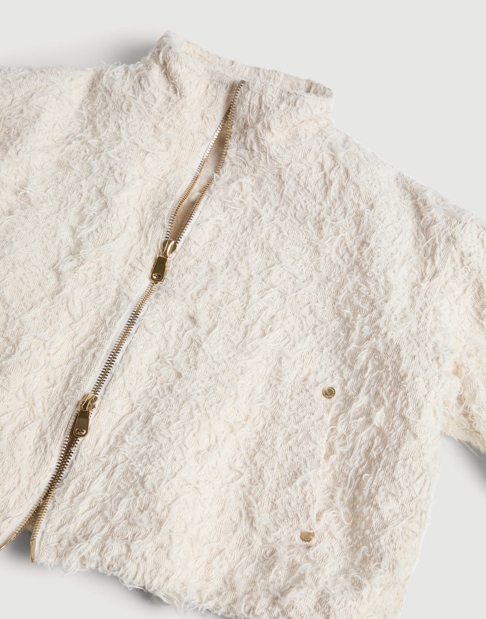 Fuzzy dyed denim outerwear jacket Ecru Girls - Brunello Cucinelli
