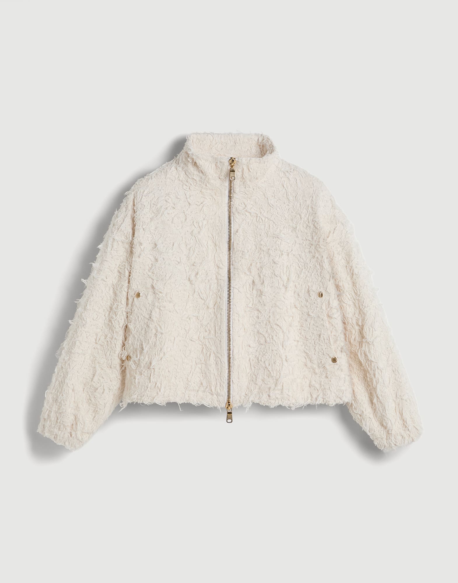 Fuzzy dyed denim outerwear jacket Ecru Girls - Brunello Cucinelli