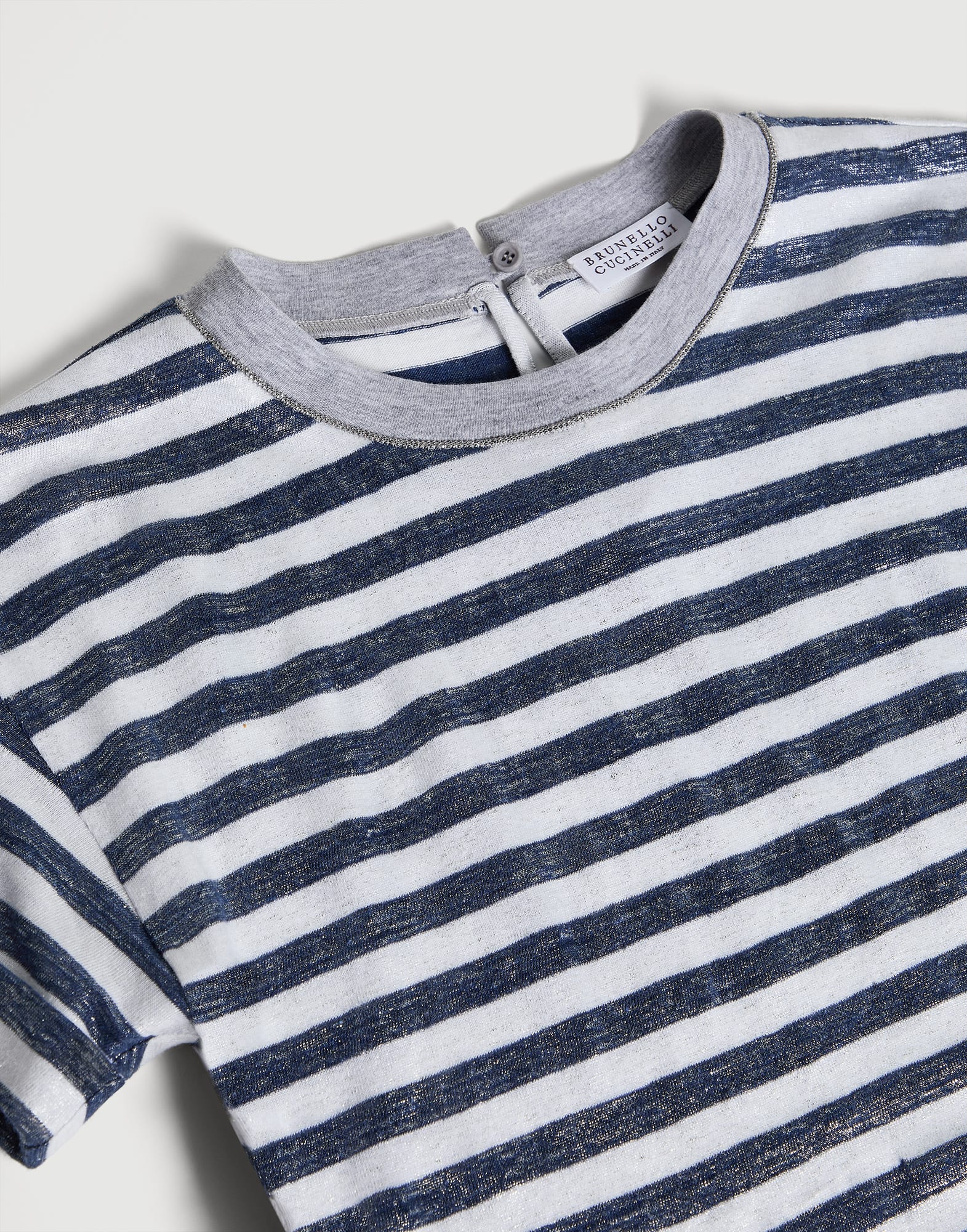 T-shirt with monili Blue Girls - Brunello Cucinelli