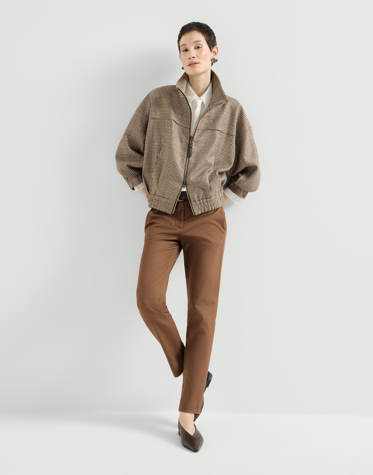 Stretch cotton cover trousers for Woman in Dattero | Brunello