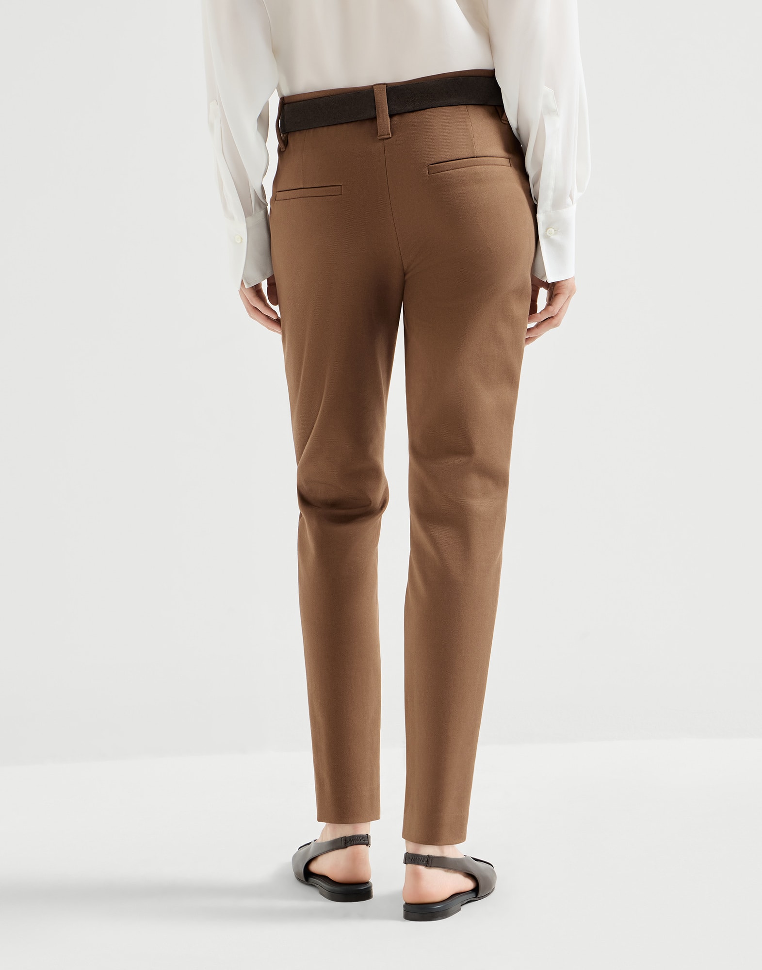 BRUNELLO CUCINELLI　コットンレーヨンパンツ　I38 Stretch cotton cover trousers for Woman in Dattero | Brunello