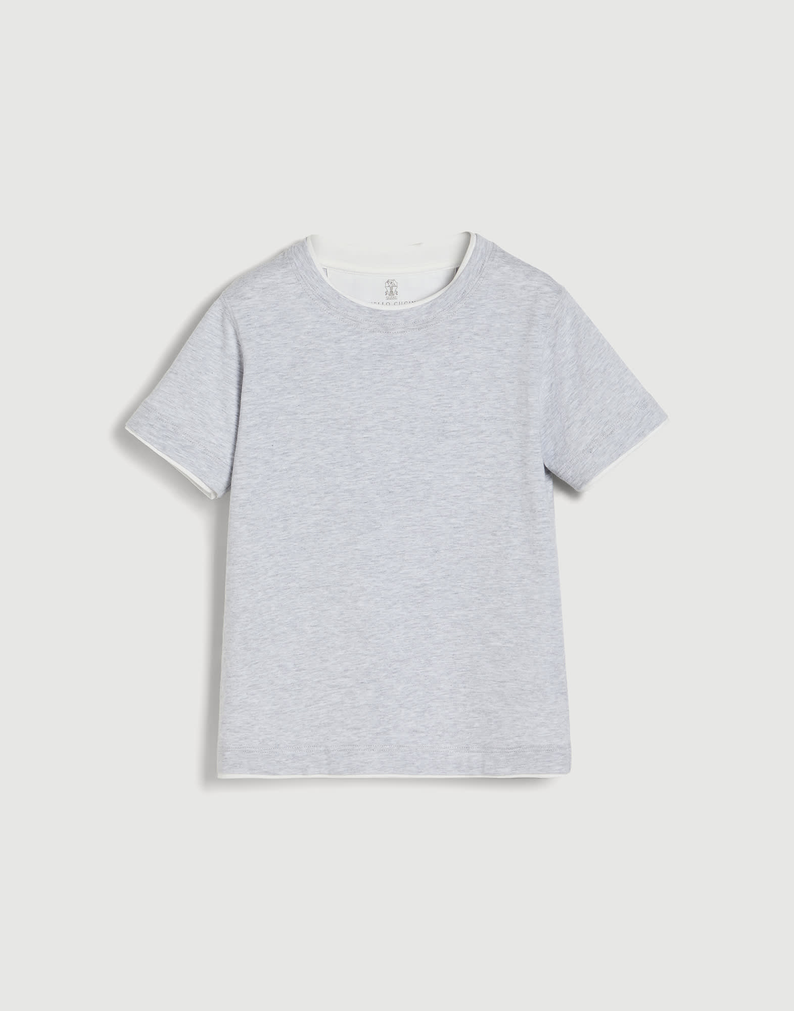 T-shirt with faux-layering Light Grey Boys - Brunello Cucinelli
