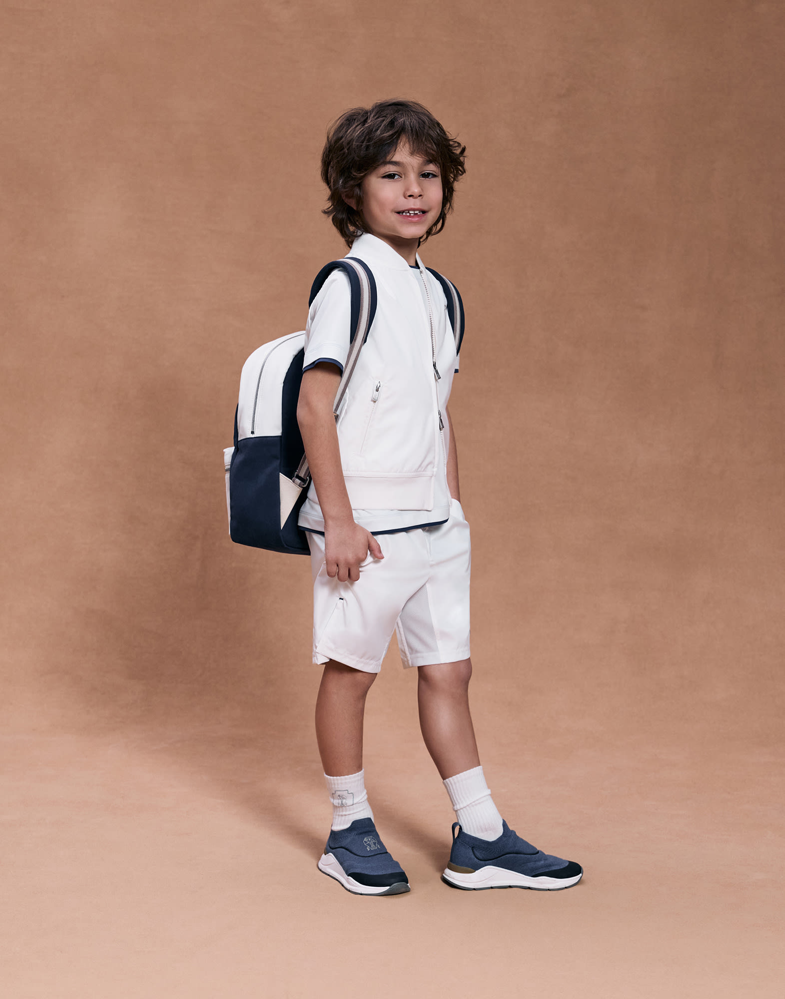 ボーイズ 向け ホワイト ナイロン バミューダパンツ | Brunello Cucinelli