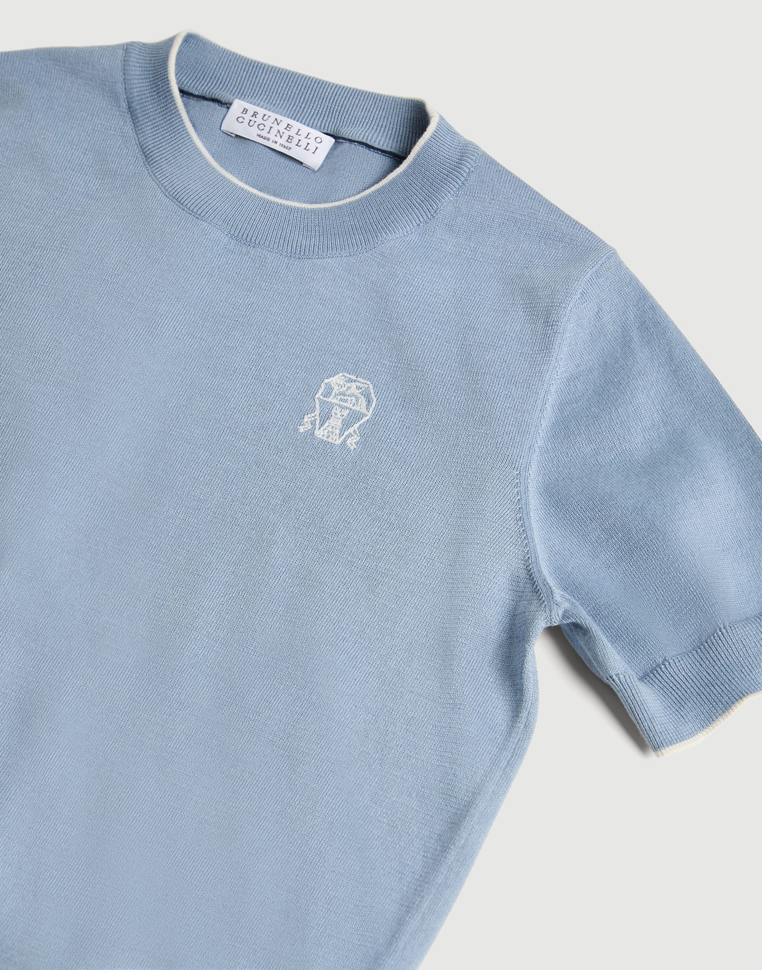ボーイズ 向け スカイブルー ライトウェイトニット Tシャツ | Brunello 