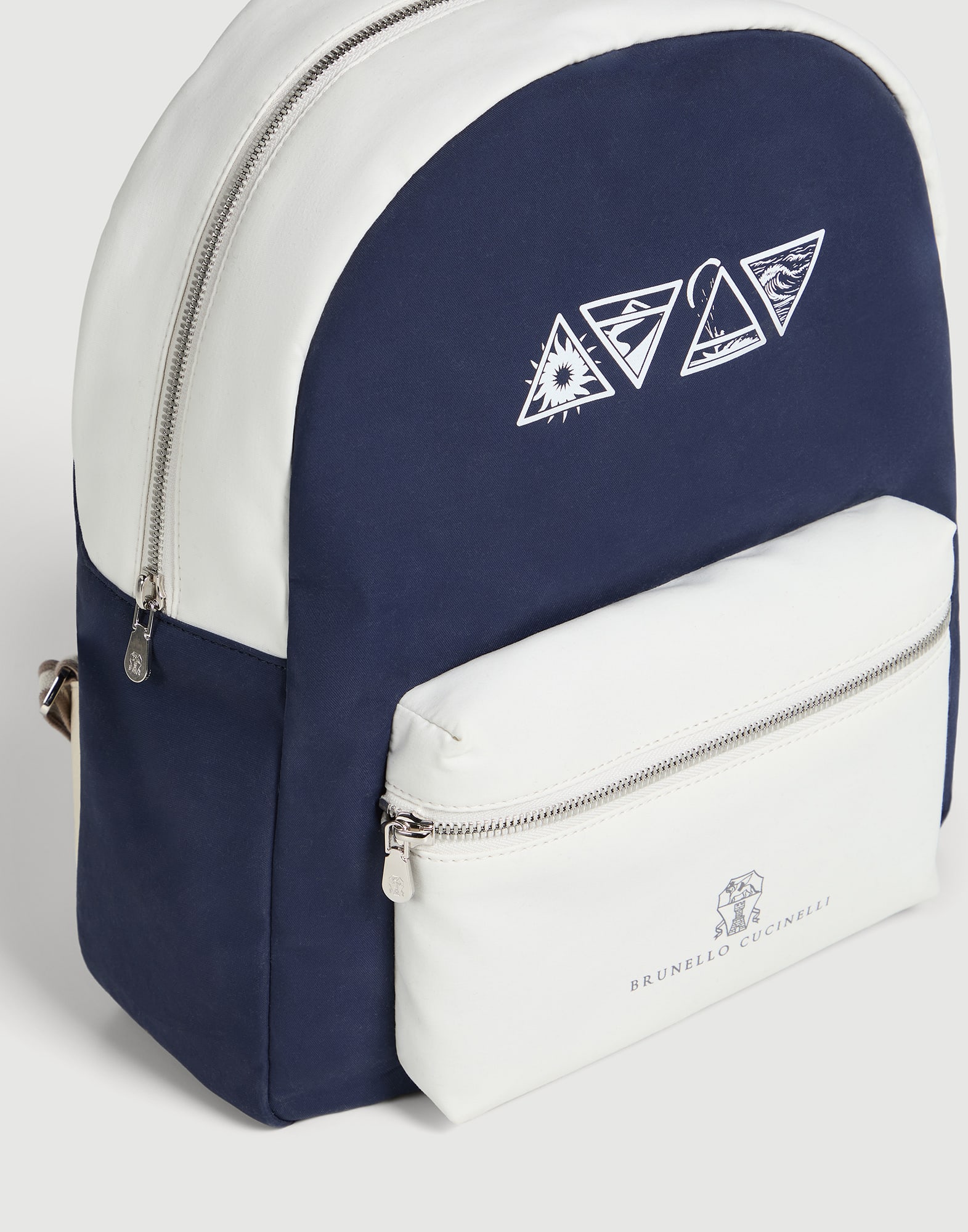 Backpack with print for Boys in Blue | Brunello Cucinelli