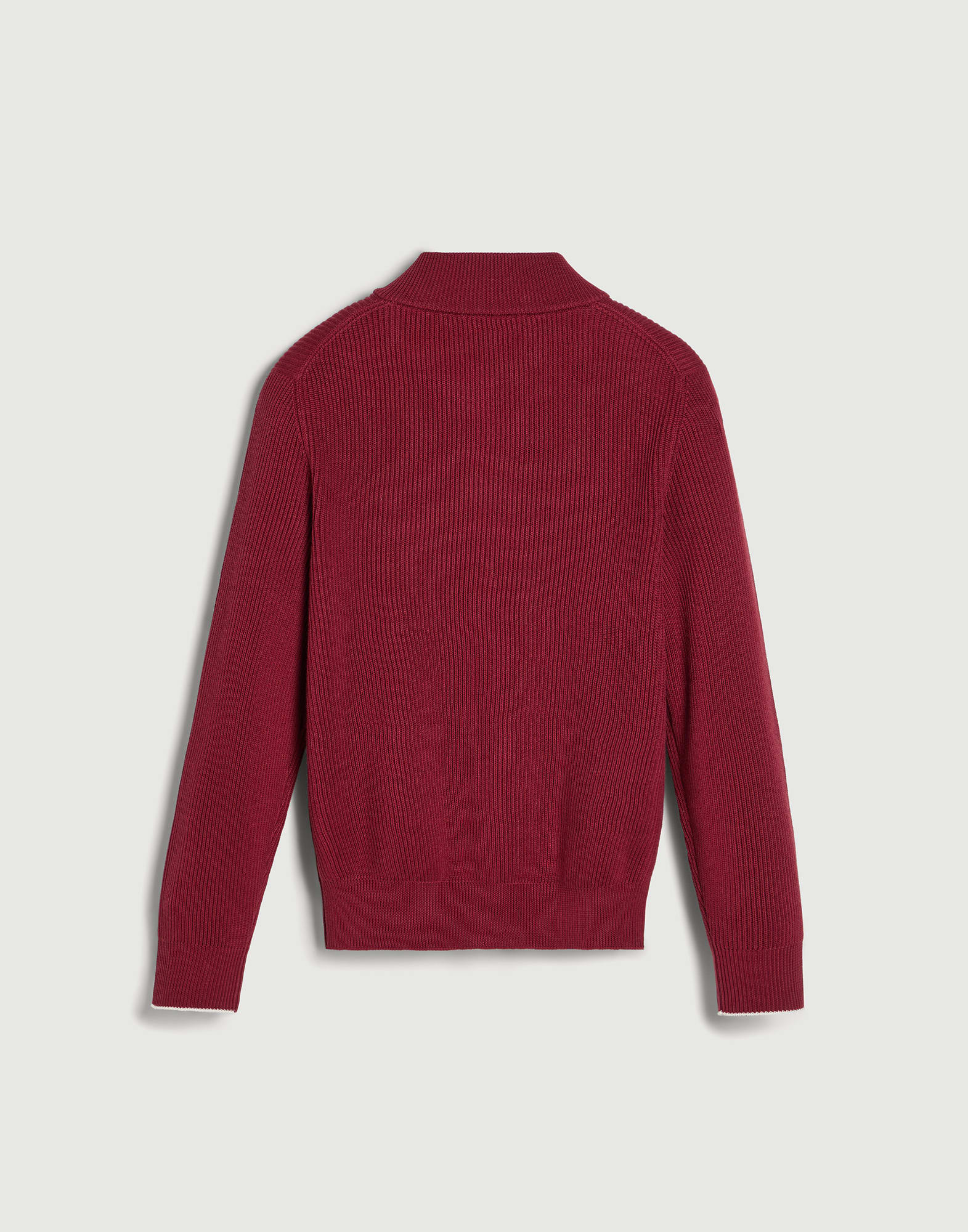 【BRUNELLO CUCINELLI】 バーガンディ コットン セーター Cotton rib cardigan with zipper for Boys in Red | Brunello Cucinelli