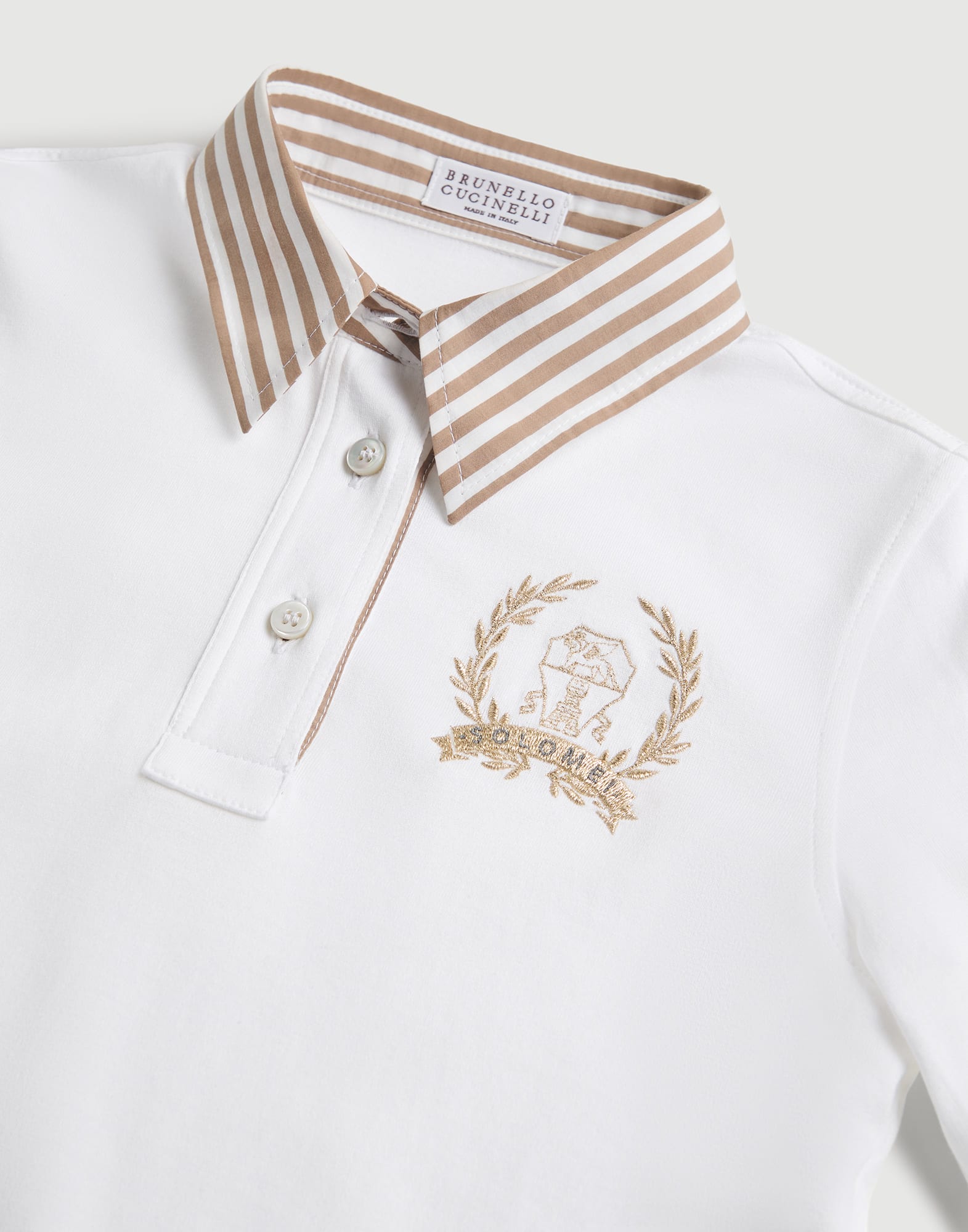 Polo with Embroidery White Girls - Brunello Cucinelli