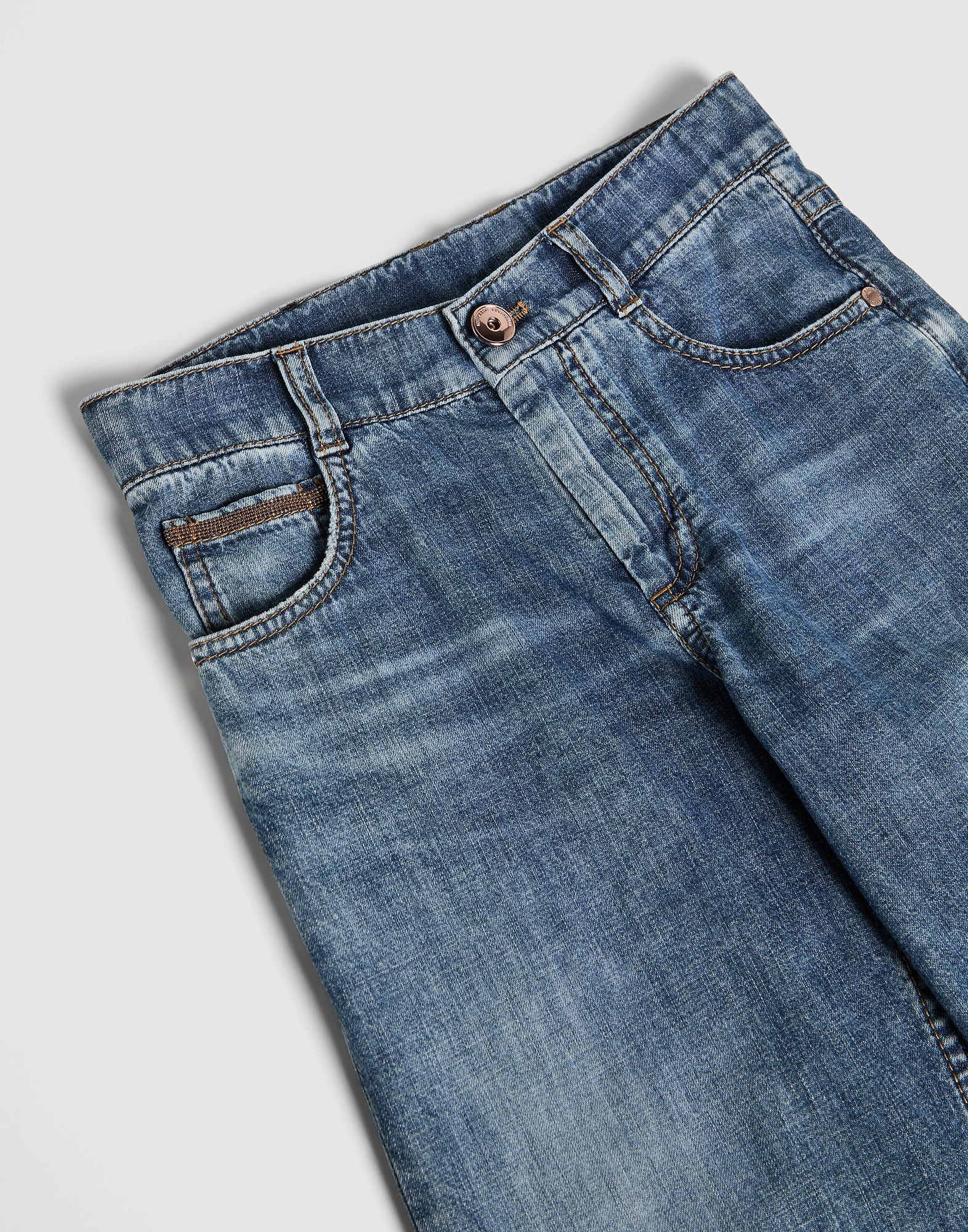 Pantal&oacute;n cinco bolsillos Denim Oscuro Ni&ntilde;a - Brunello Cucinelli