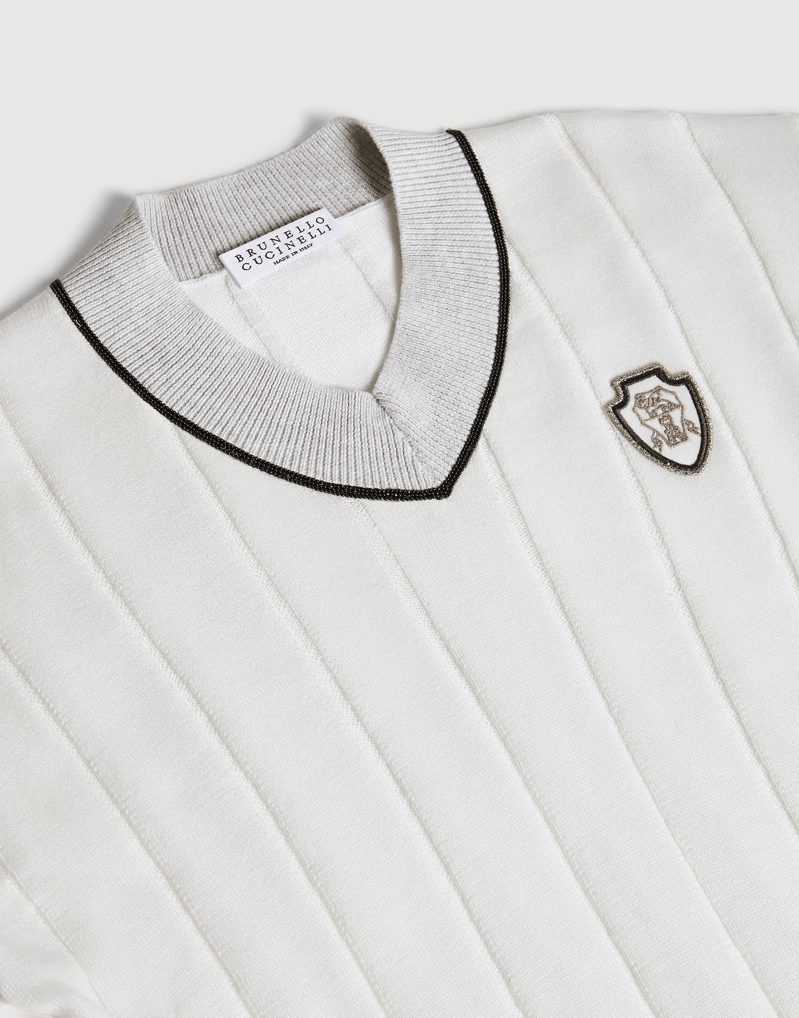 Cotton sweater with monili White Girls - Brunello Cucinelli
