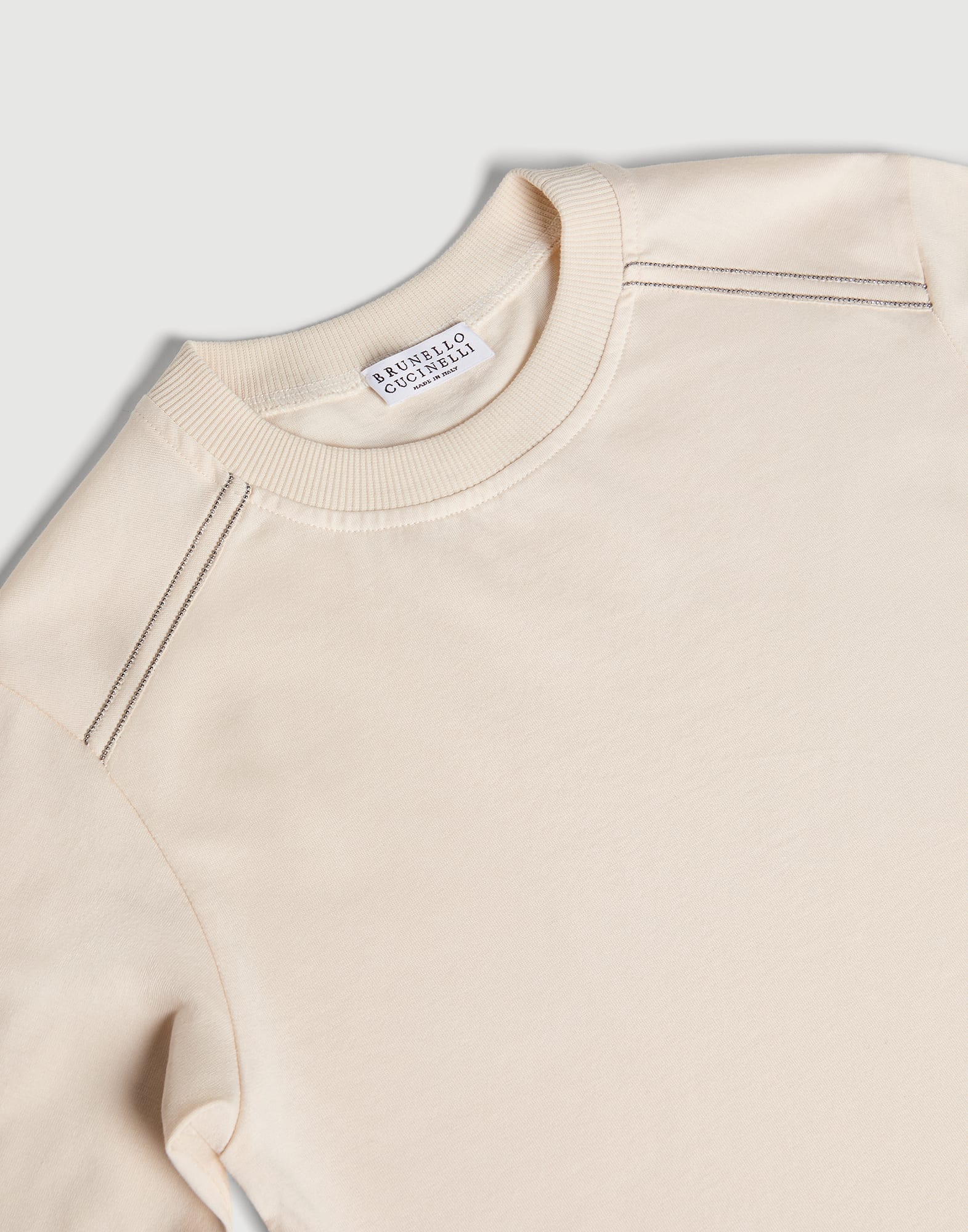 Long sleeve T-Shirt with monili Panama Girls - Brunello Cucinelli