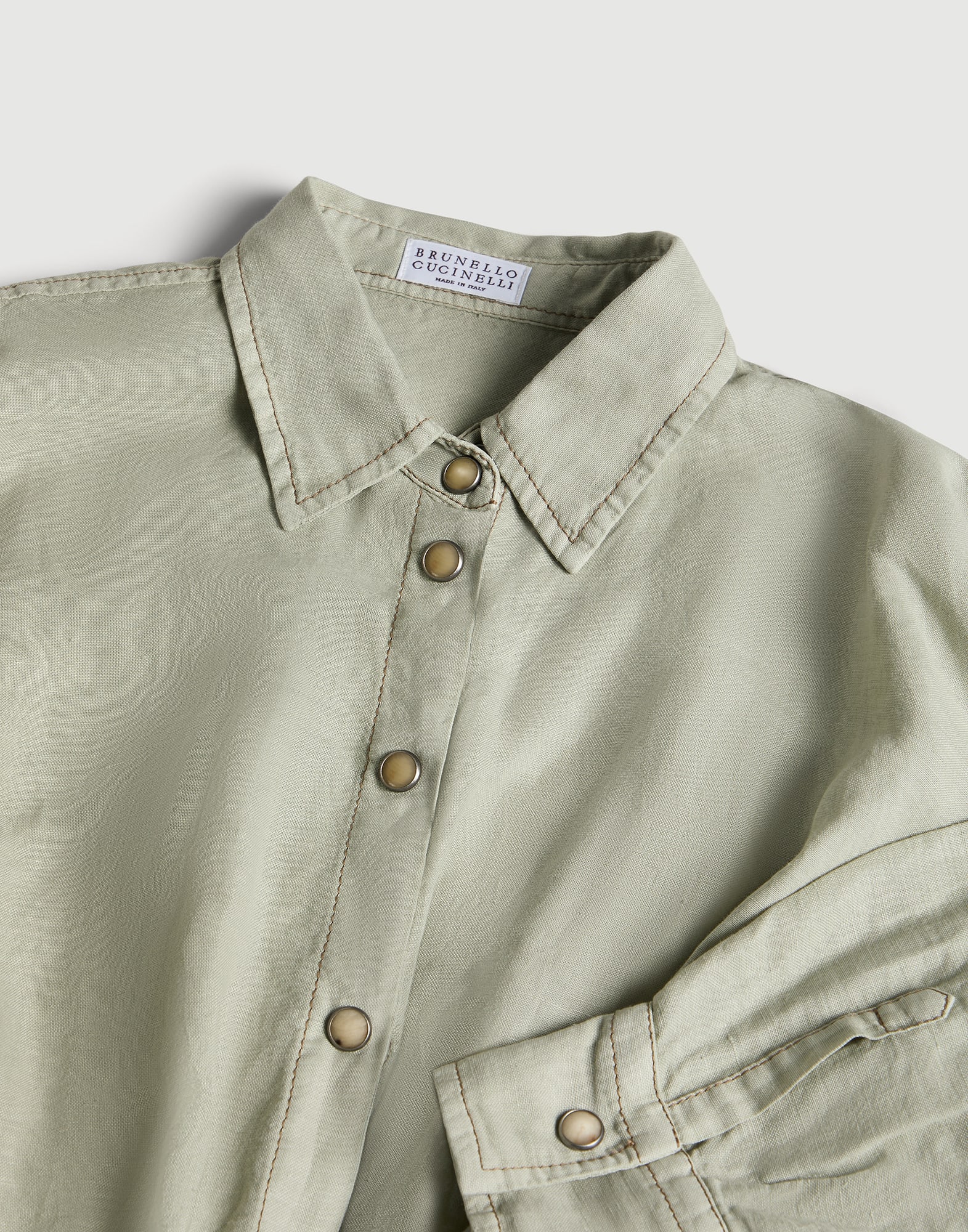 Pinpoint shirt Sage Girls - Brunello Cucinelli