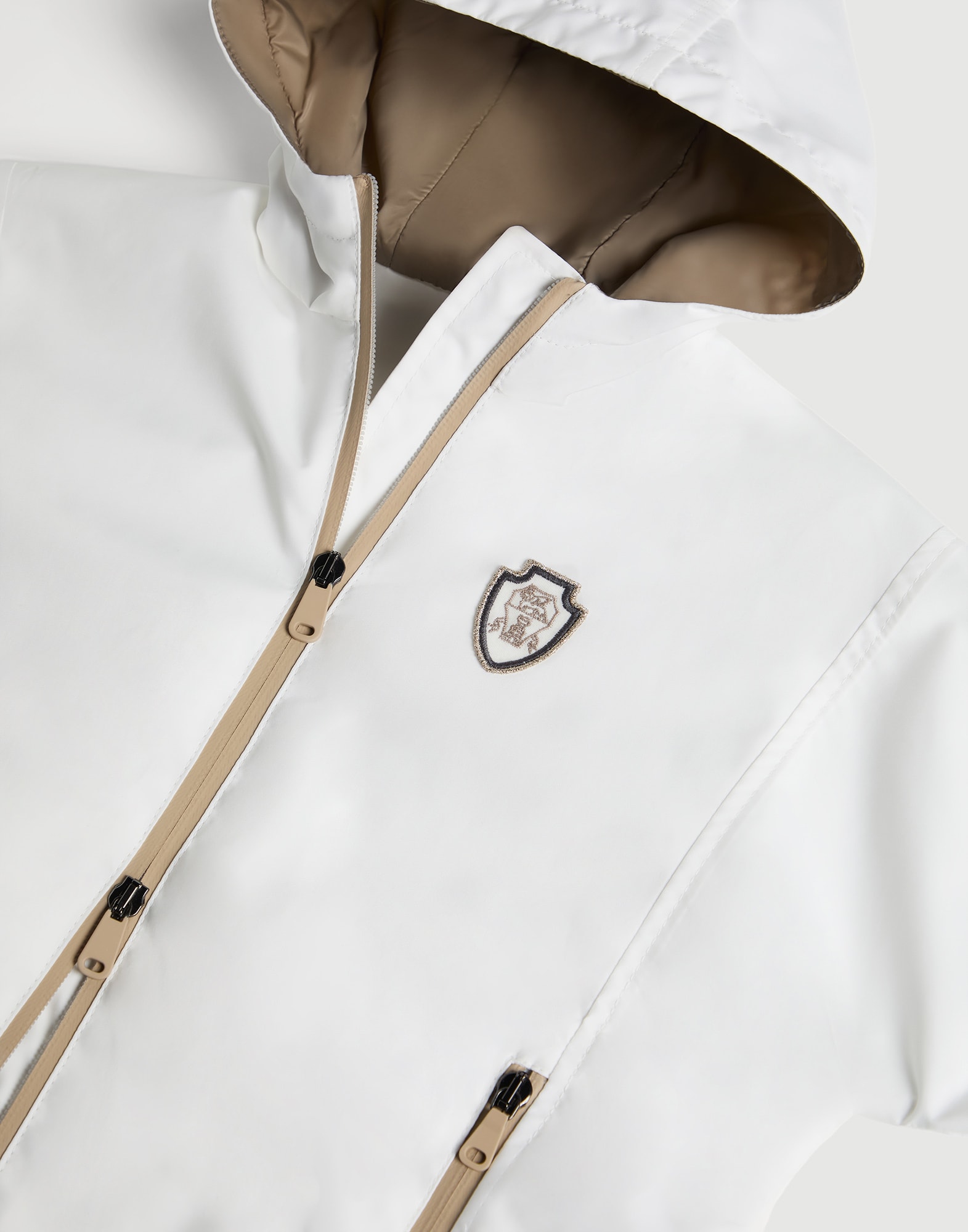 Hooded outerwear jacket with monili White Girls - Brunello Cucinelli