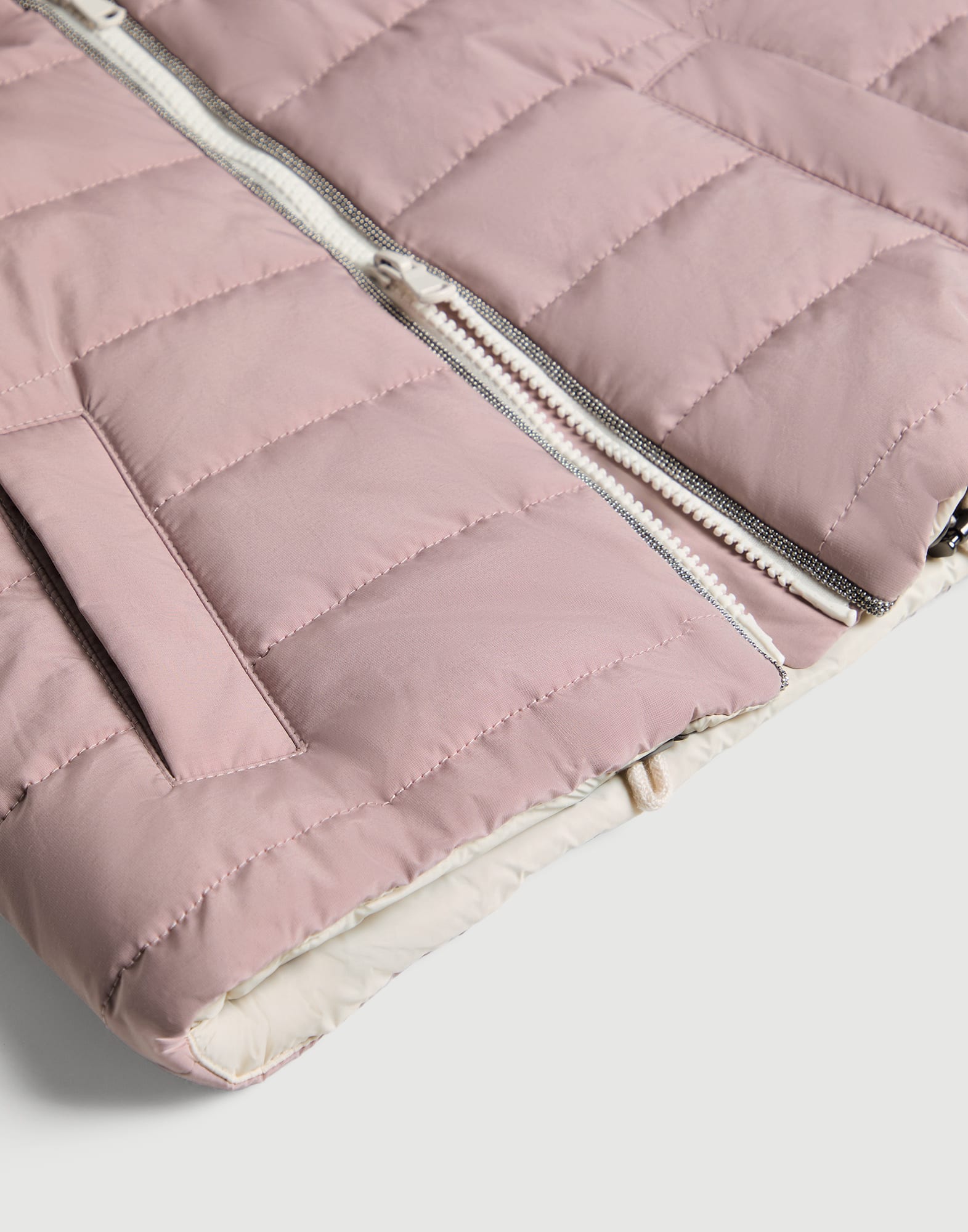 Hooded vest with monili Pink Girls - Brunello Cucinelli