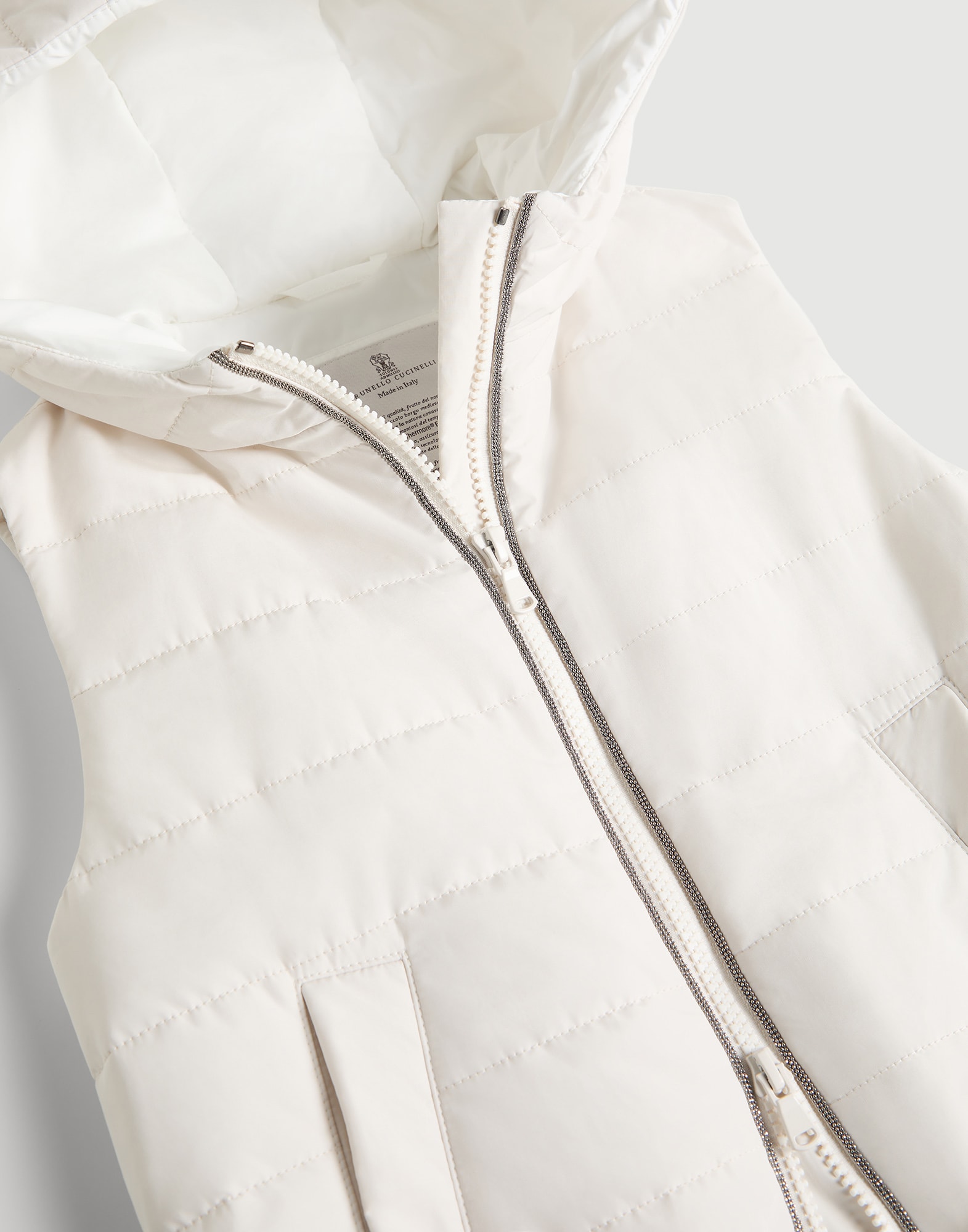 Hooded vest with monili White Girls - Brunello Cucinelli