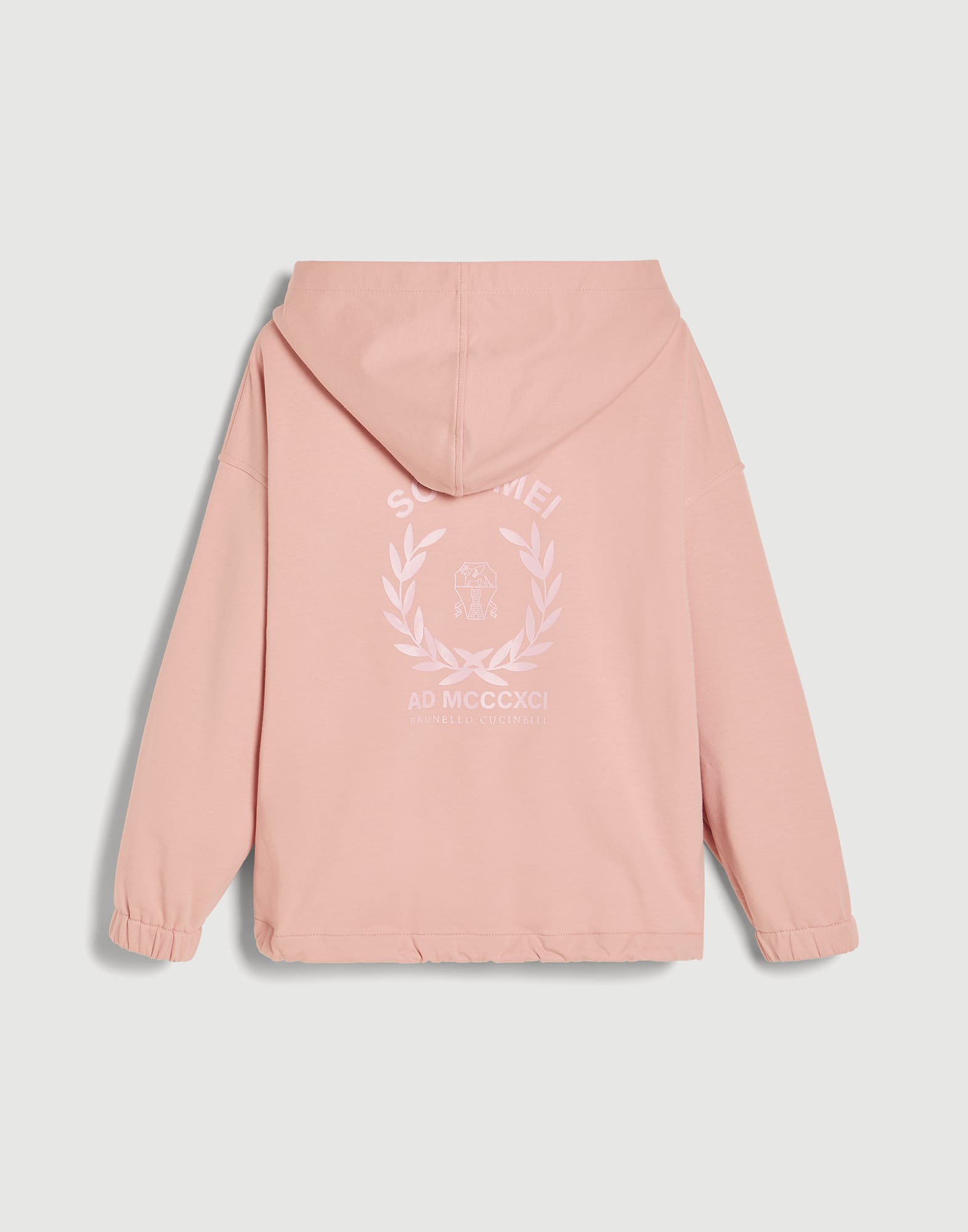 Sudadera con capucha, estampado y cremallera Rosa Ni&ntilde;a - Brunello Cucinelli
