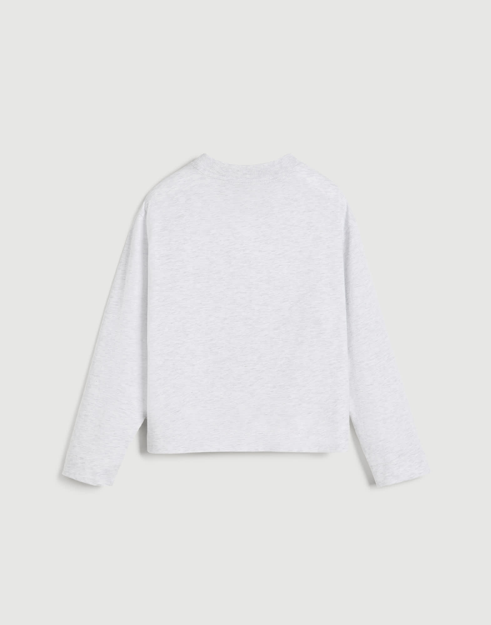 Long sleeve T-Shirt with monili Light Grey Girls - Brunello Cucinelli