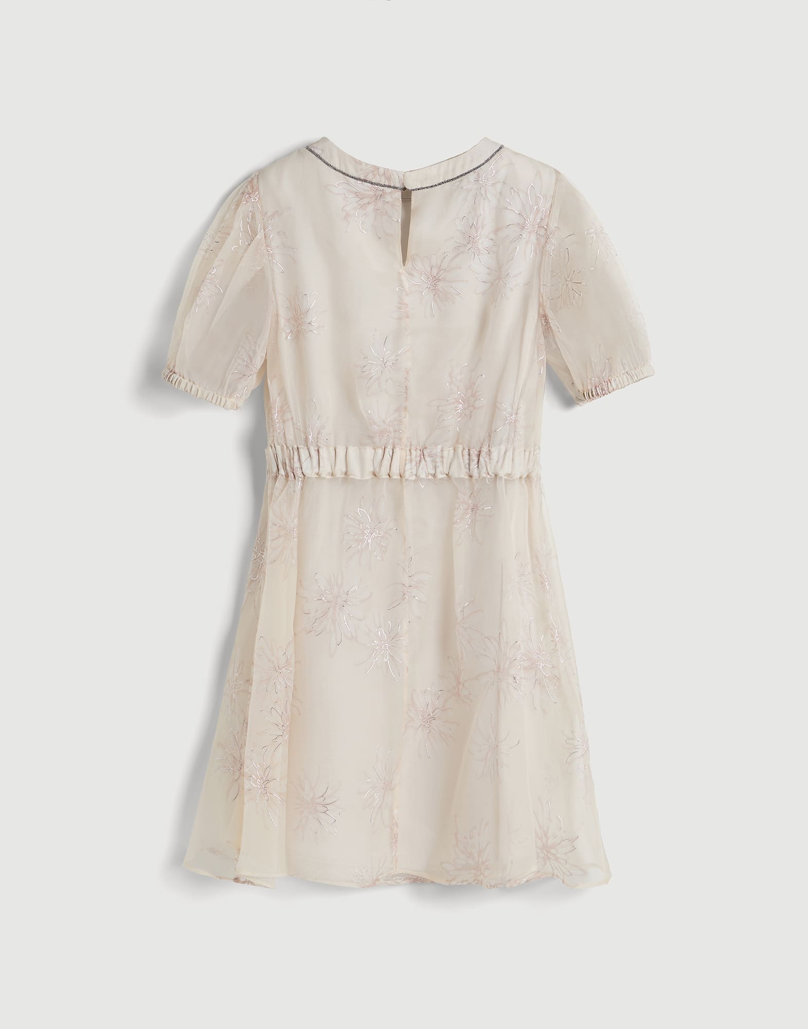 Vestido de chif&oacute;n Sparkling Daisy Beige Claro Ni&ntilde;a - Brunello Cucinelli