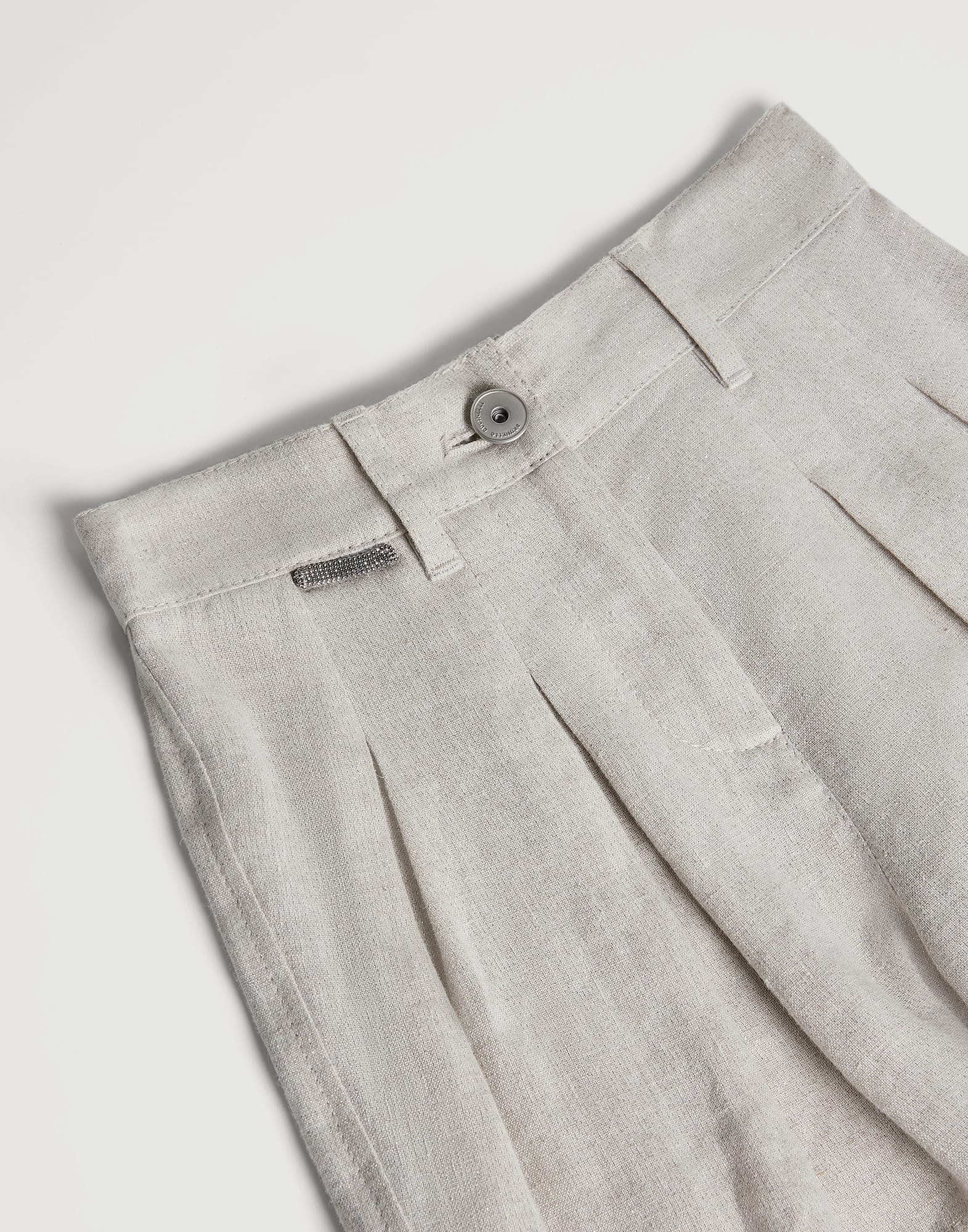 Shorts de lona Sparkling con Monile Gris Claro Ni&ntilde;a - Brunello Cucinelli