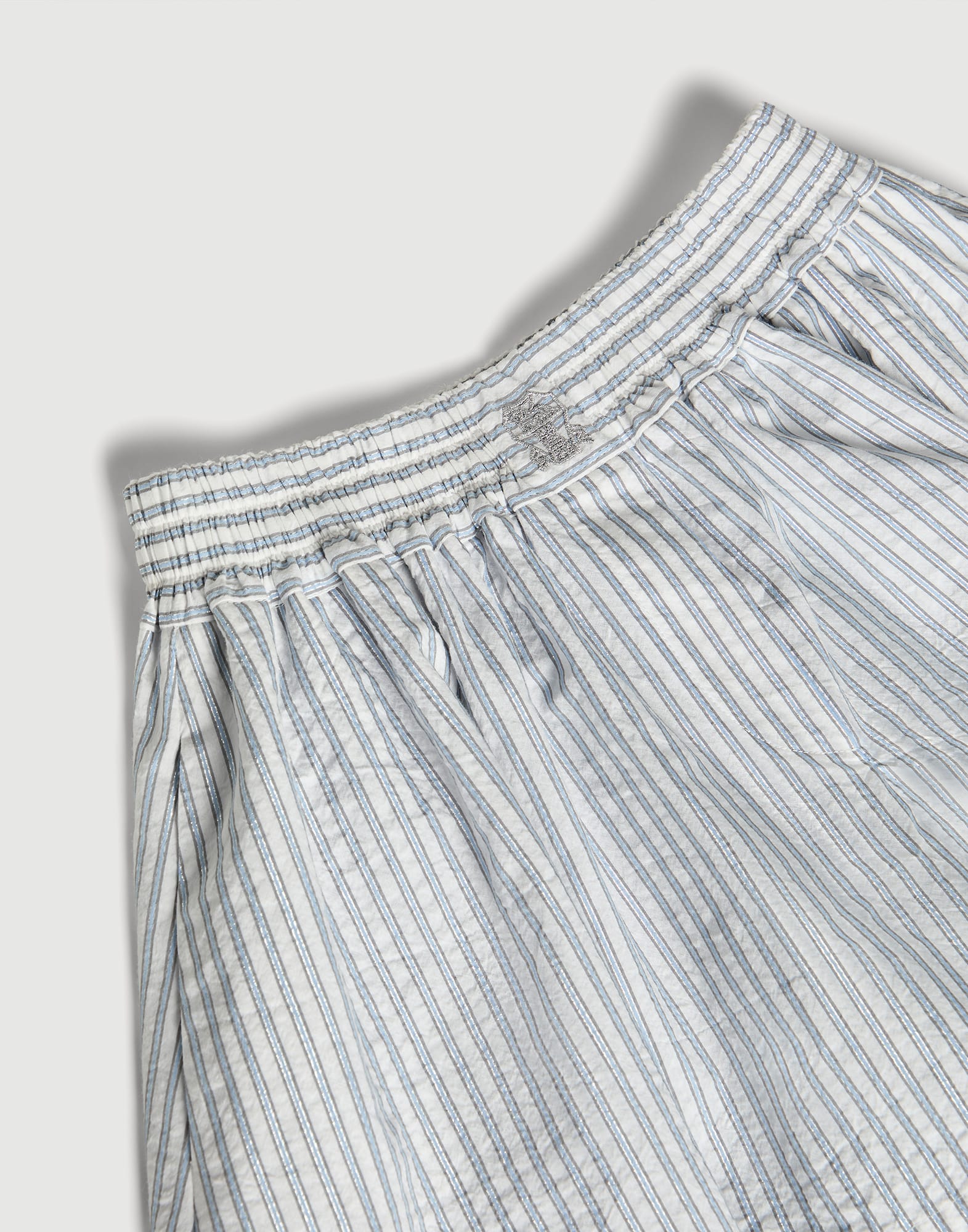 Shorts Flared Sparkling a rayas con logotipo Celeste Ni&ntilde;a - Brunello Cucinelli
