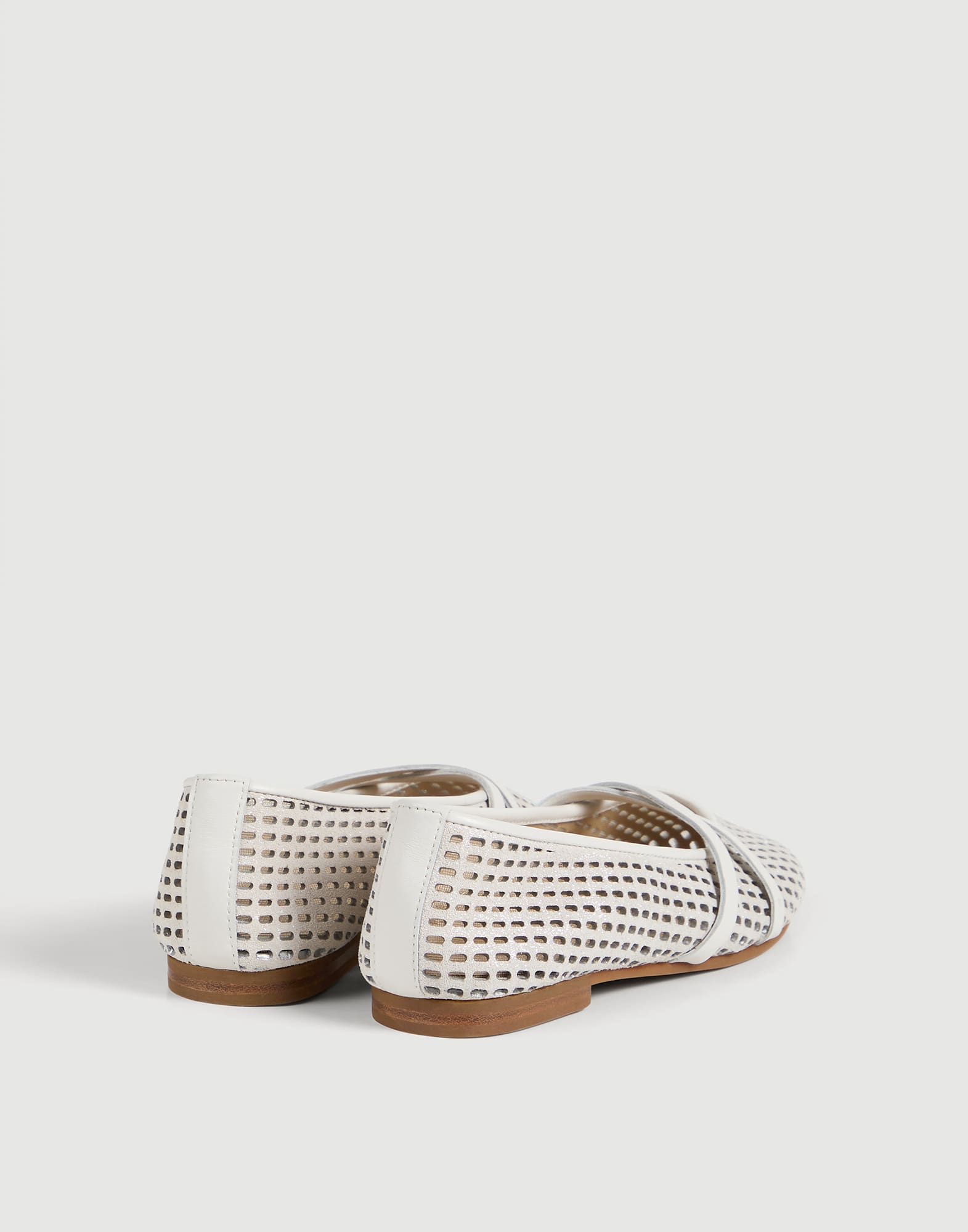 Sparkling net flats in leather Buff Girls - Brunello Cucinelli