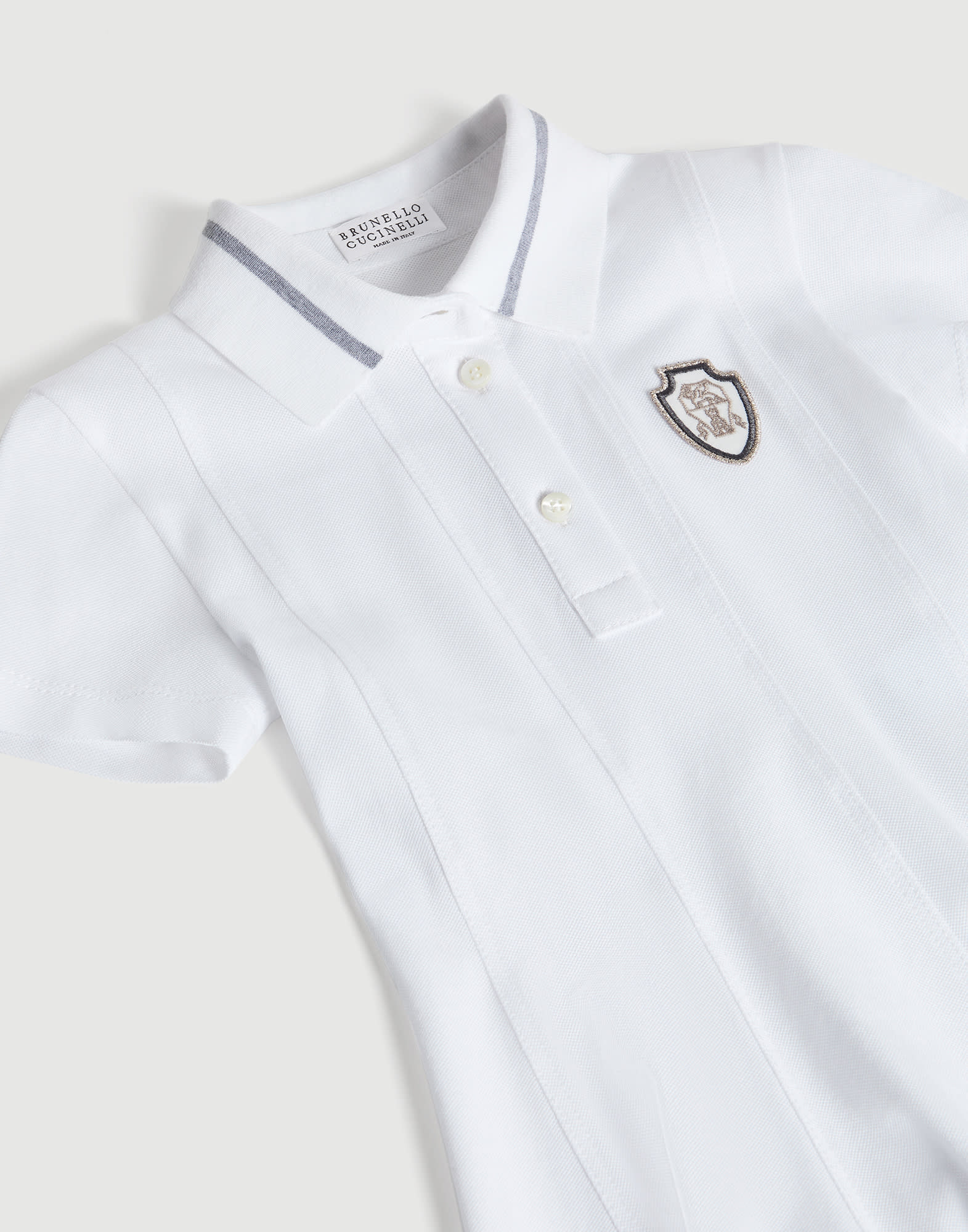 Traje en piqu&eacute; de algod&oacute;n con logo Blanco Ni&ntilde;a - Brunello Cucinelli
