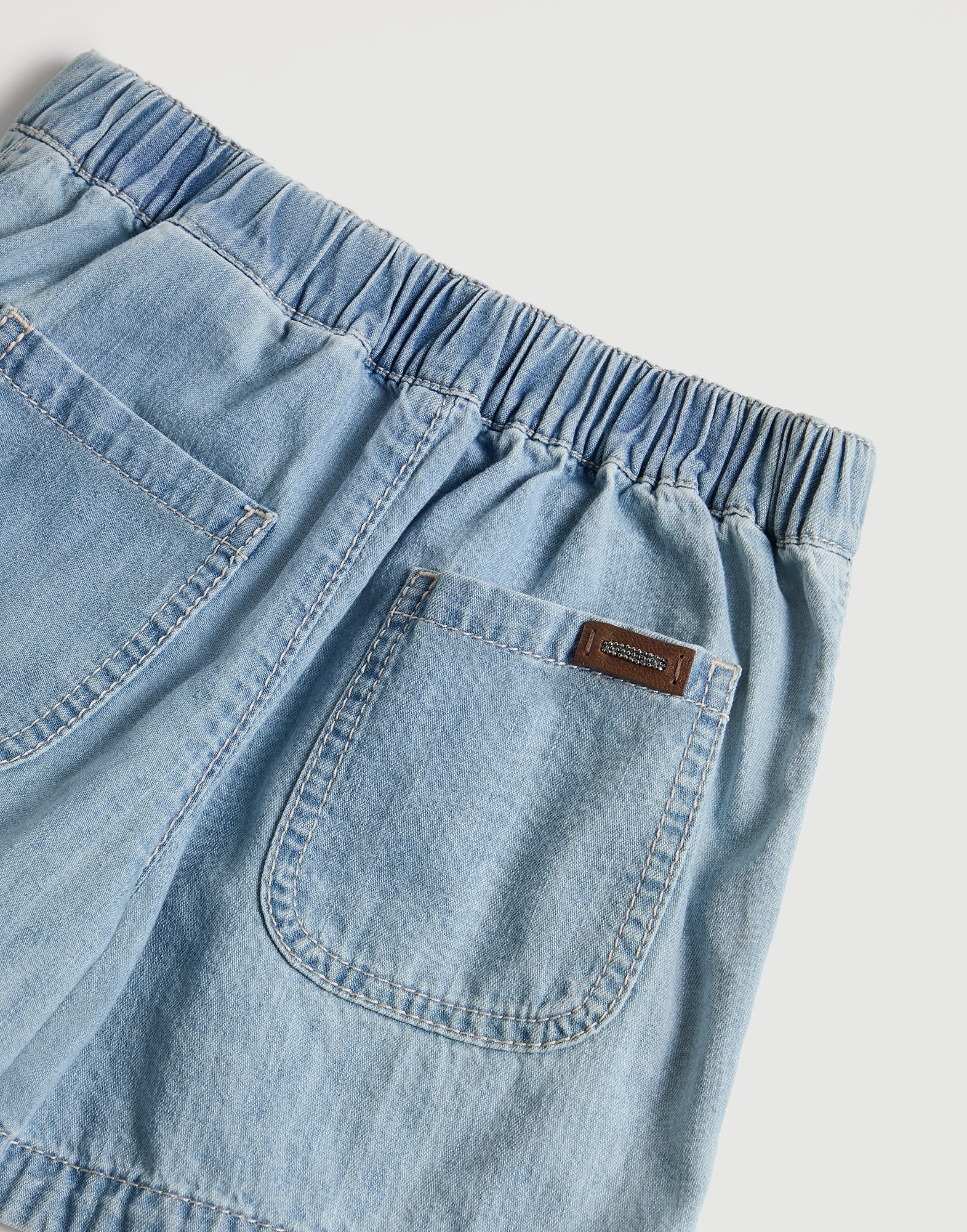 Shorts Track Denim Claro Ni&ntilde;a - Brunello Cucinelli