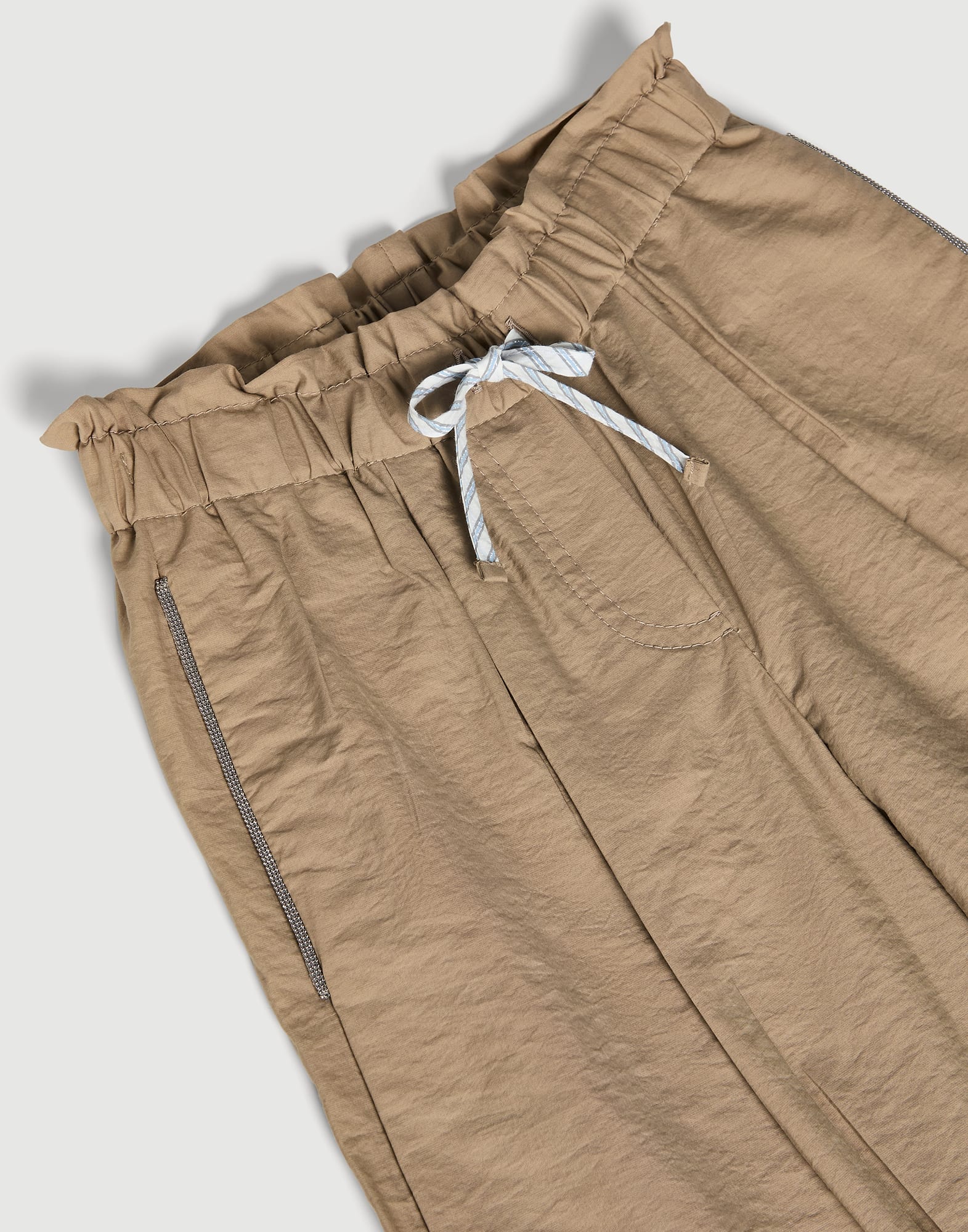 Pantal&oacute;n Baggy Crop con Monile Marr&oacute;n Claro Ni&ntilde;a - Brunello Cucinelli