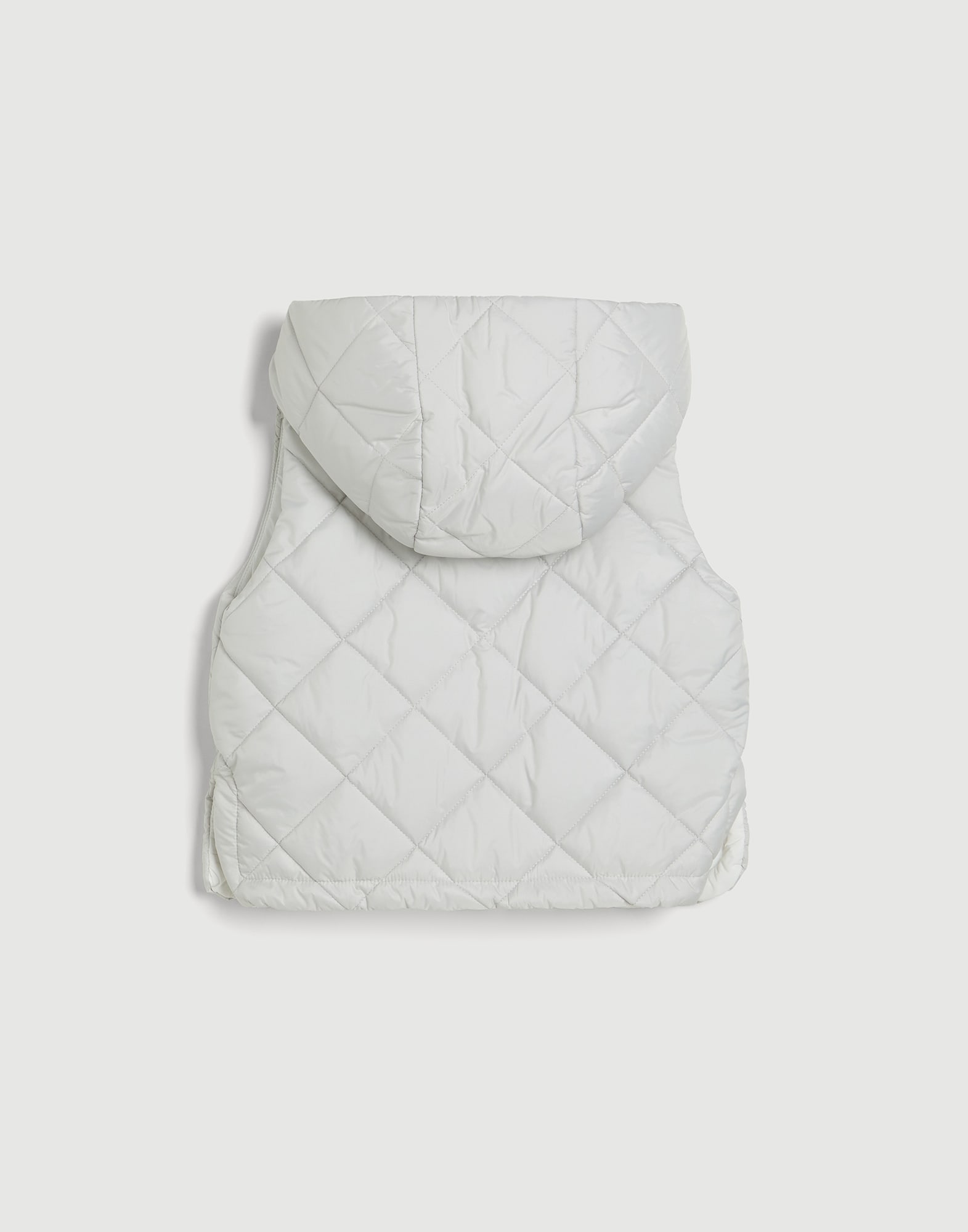Nylon hooded vest with monili Light Grey Girls - Brunello Cucinelli