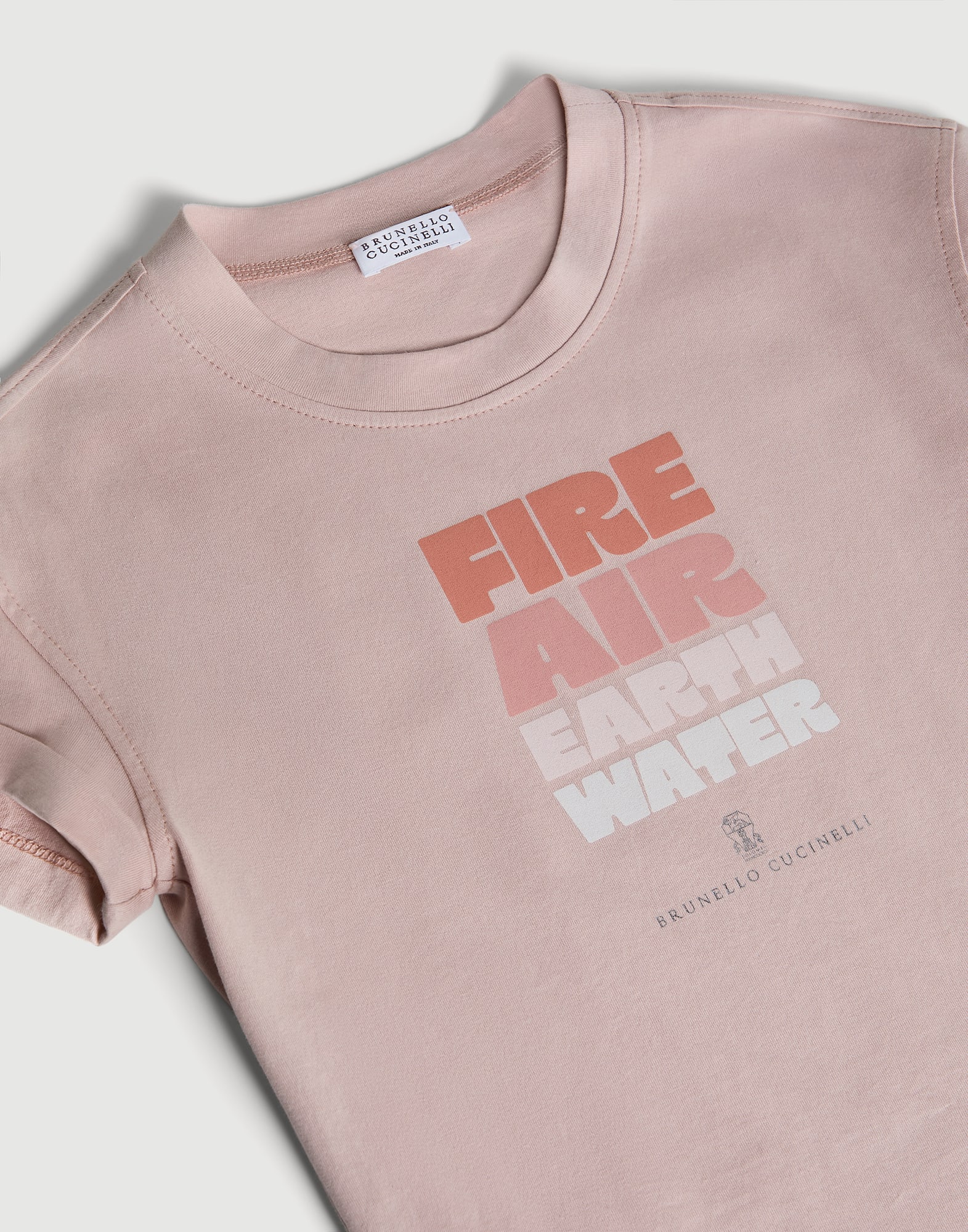 Cotton jersey T-shirt with print Light Pink Girls - Brunello Cucinelli