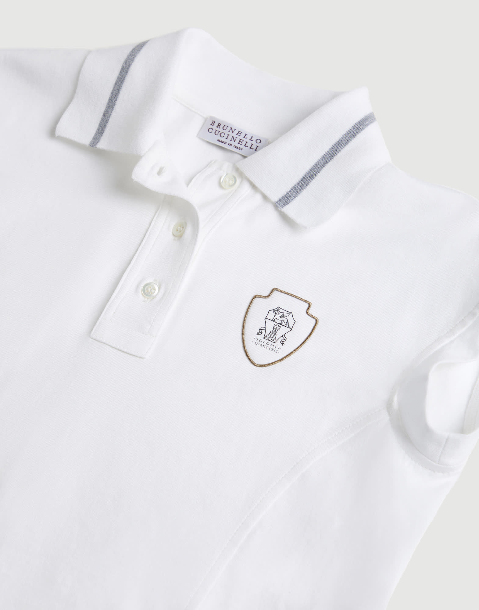 Cotton jersey polo shirt with logo White Girls - Brunello Cucinelli