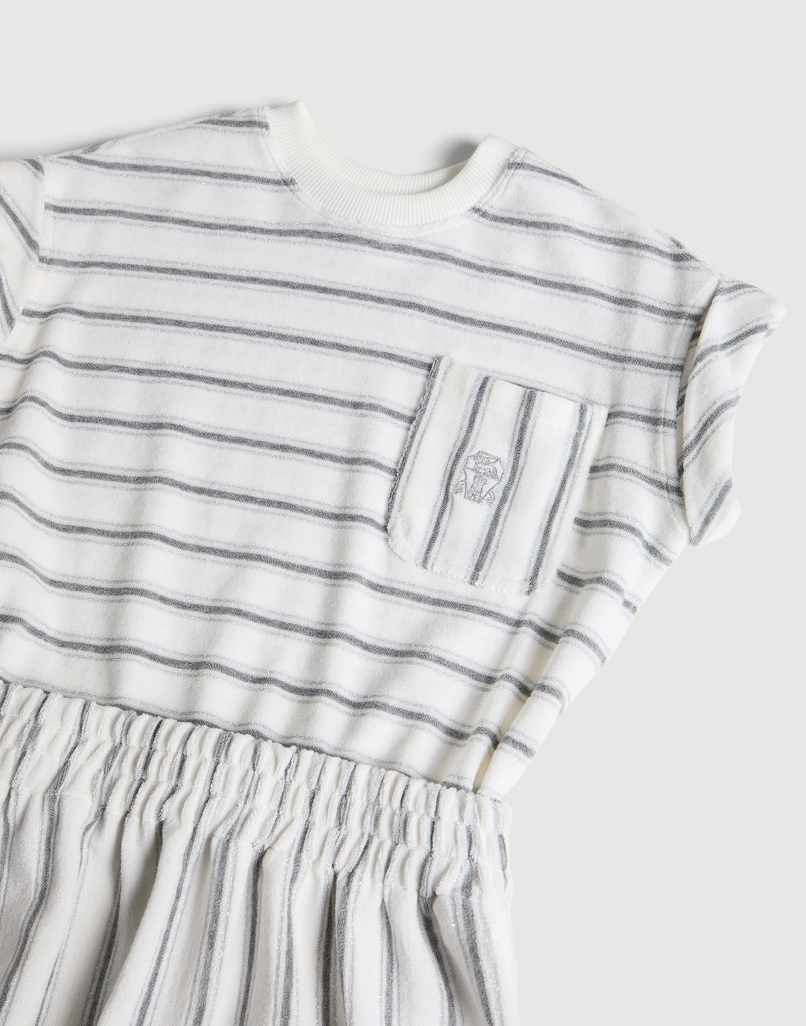 Vestido de punto Sparkling Stripe Gris Claro Ni&ntilde;a - Brunello Cucinelli
