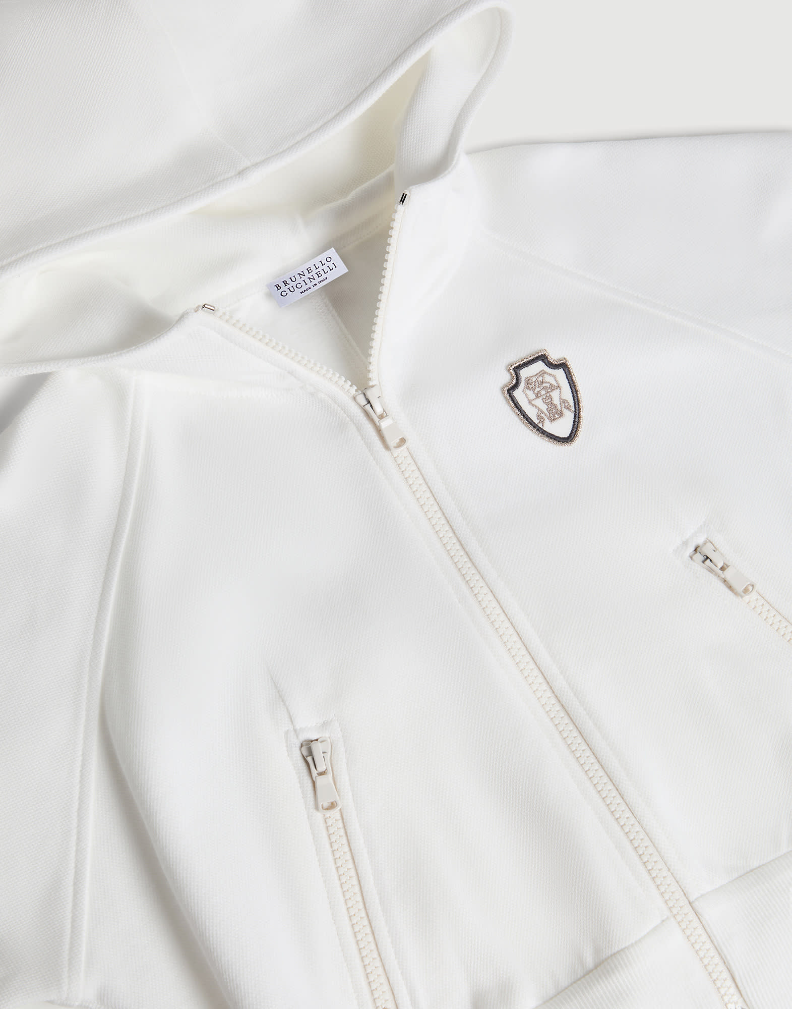 Pique Sweatshirt with logo Off-White Girls - Brunello Cucinelli
