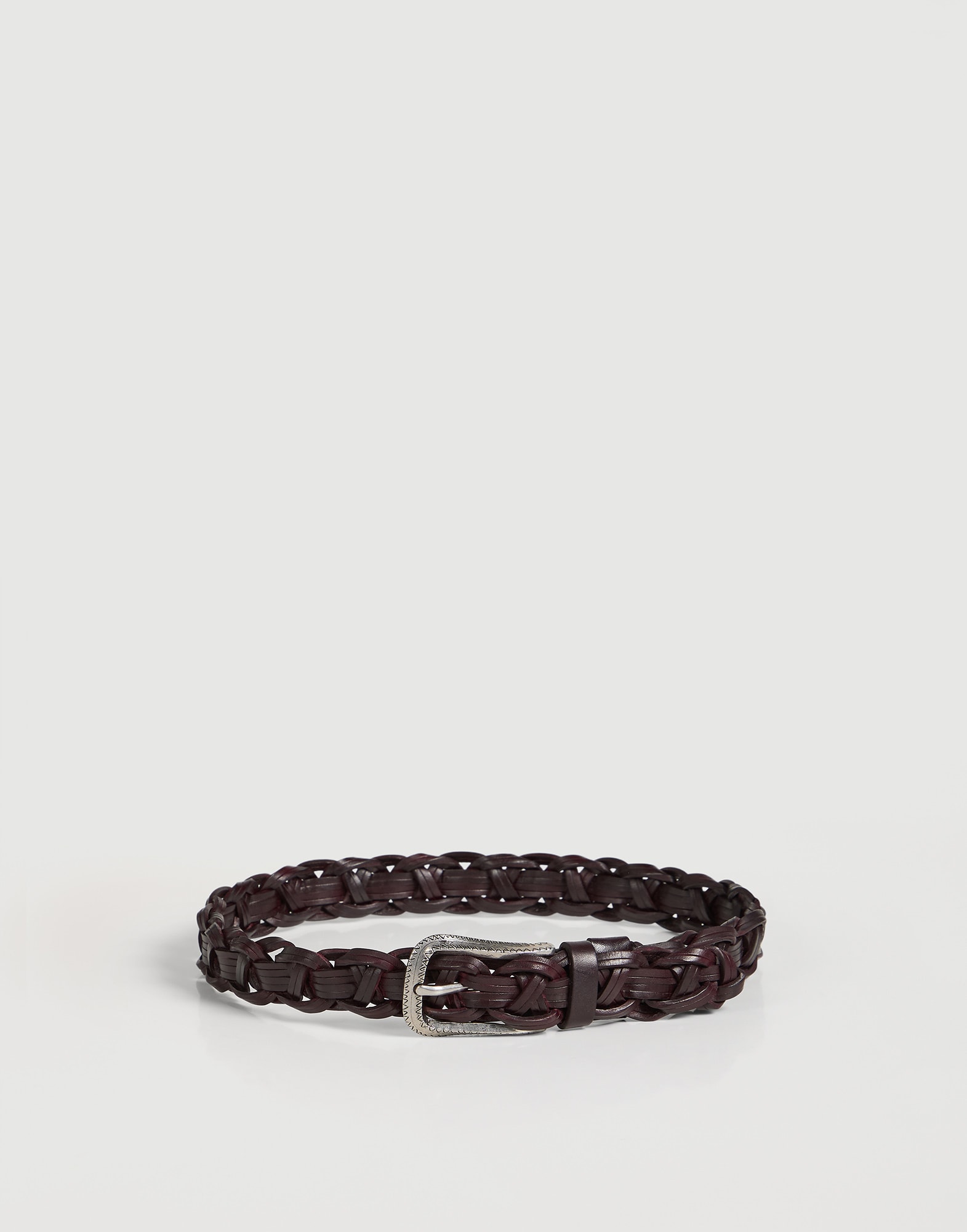 Braided leather belt Burgundy Boys - Brunello Cucinelli