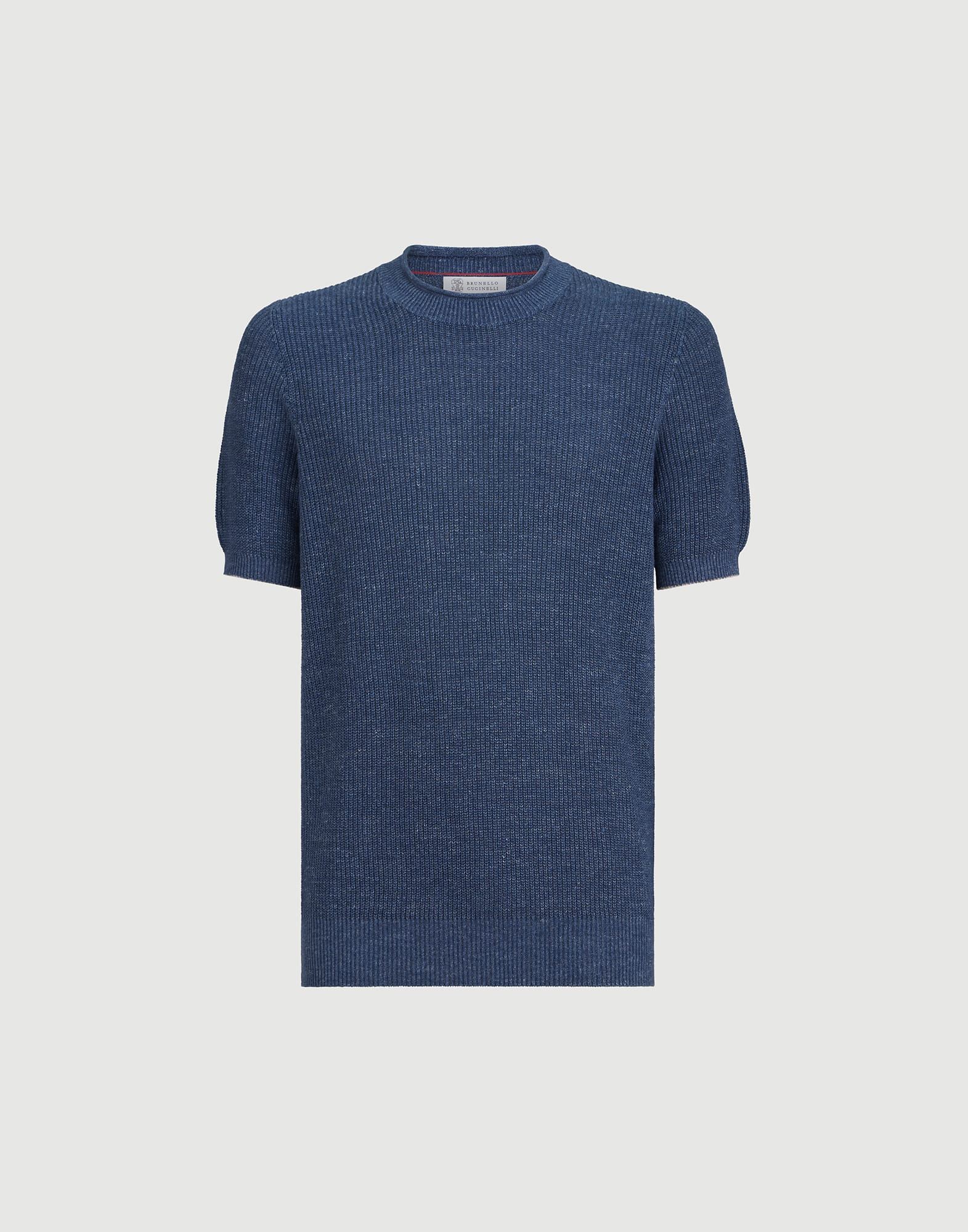 Linen and cotton T-shirt for Man in Dark Grey | Brunello Cucinelli