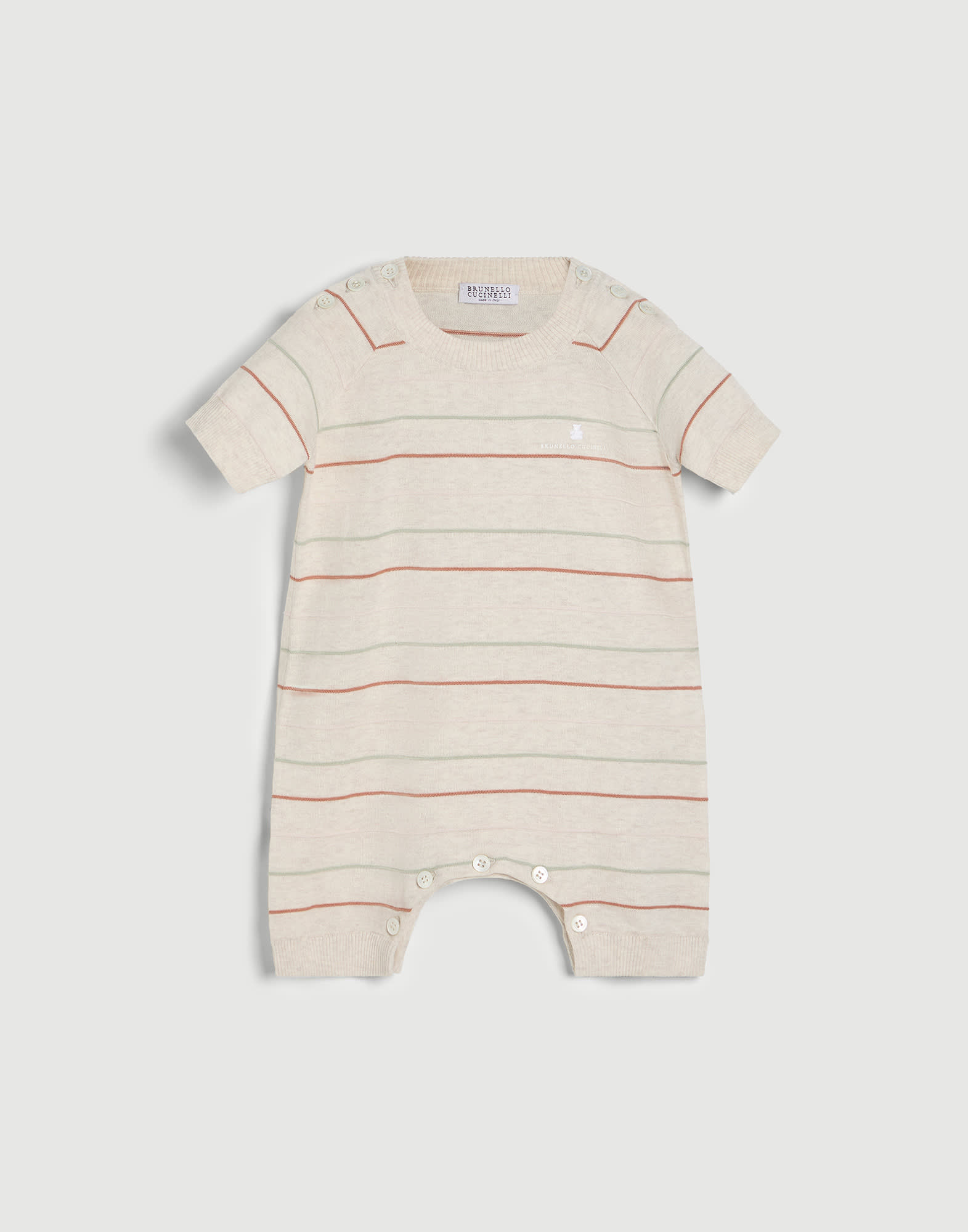Bernie Baby knit coverall Buff Baby - Brunello Cucinelli