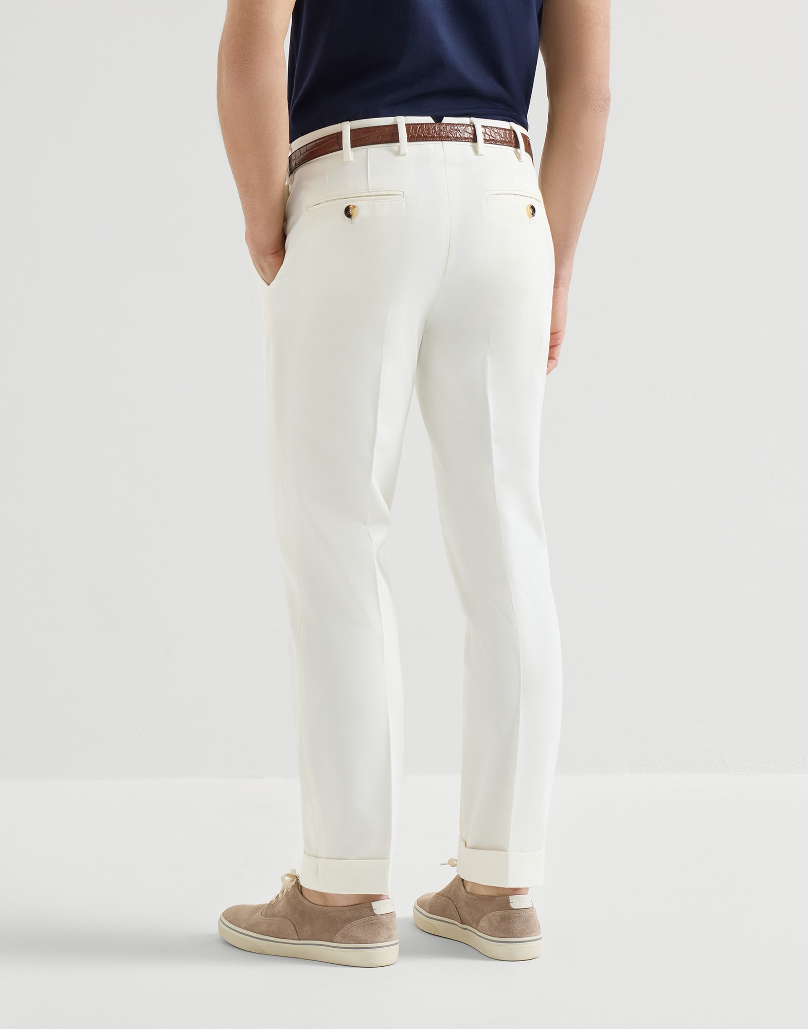 Gabardine trousers for Man in Panama | Brunello Cucinelli