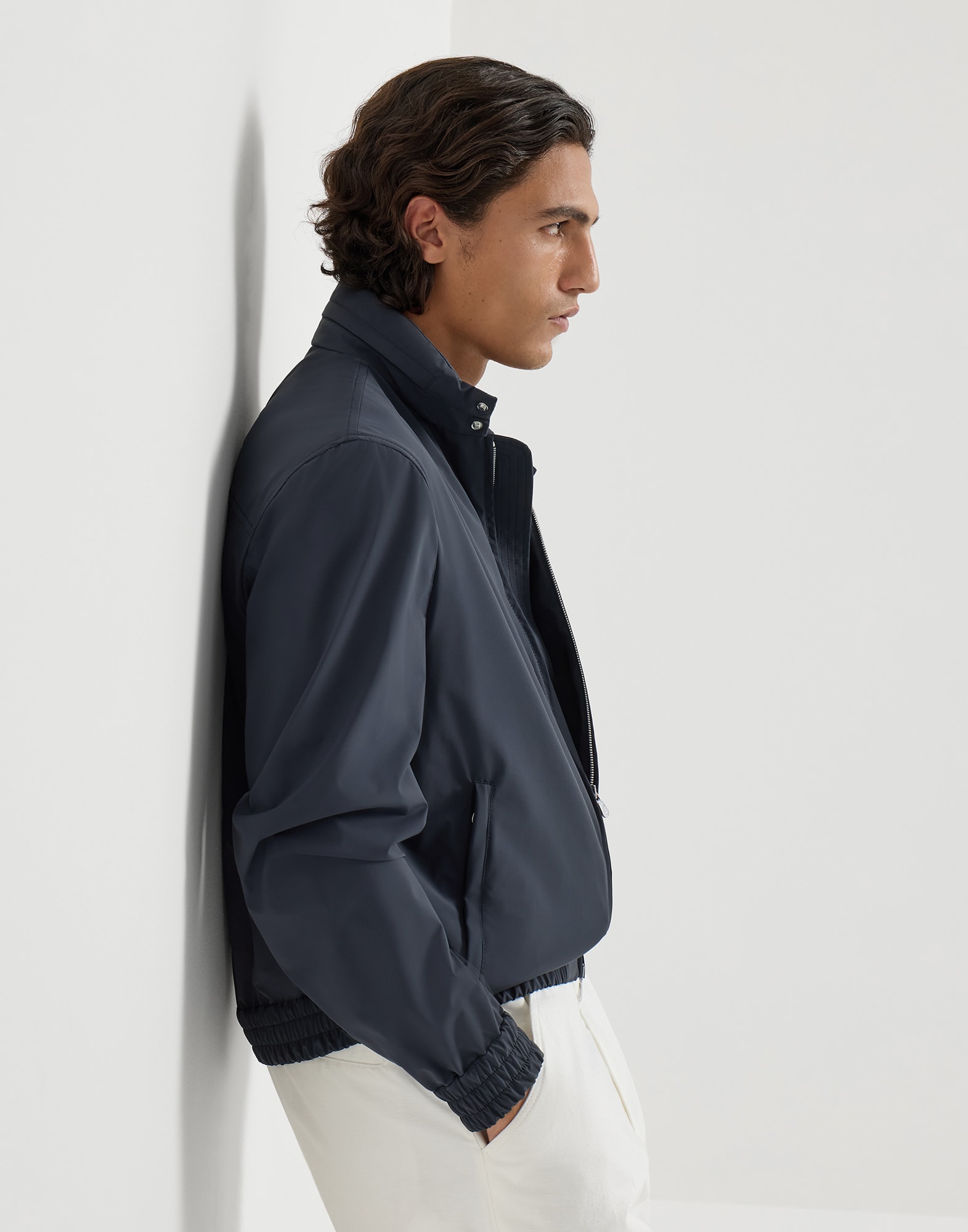 Nylon jacket for Man in Navy Blue | Brunello Cucinelli