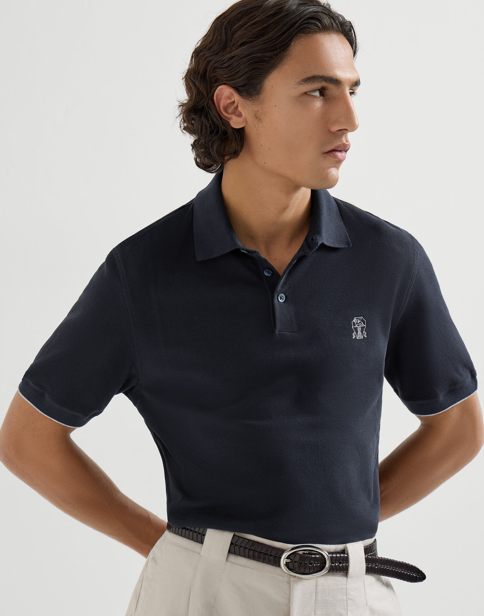 う*お様 ブルネロクチネリ ピケポロシャツ S メンズ 向け ブラック ピケ ポロシャツ | Brunello Cucinelli