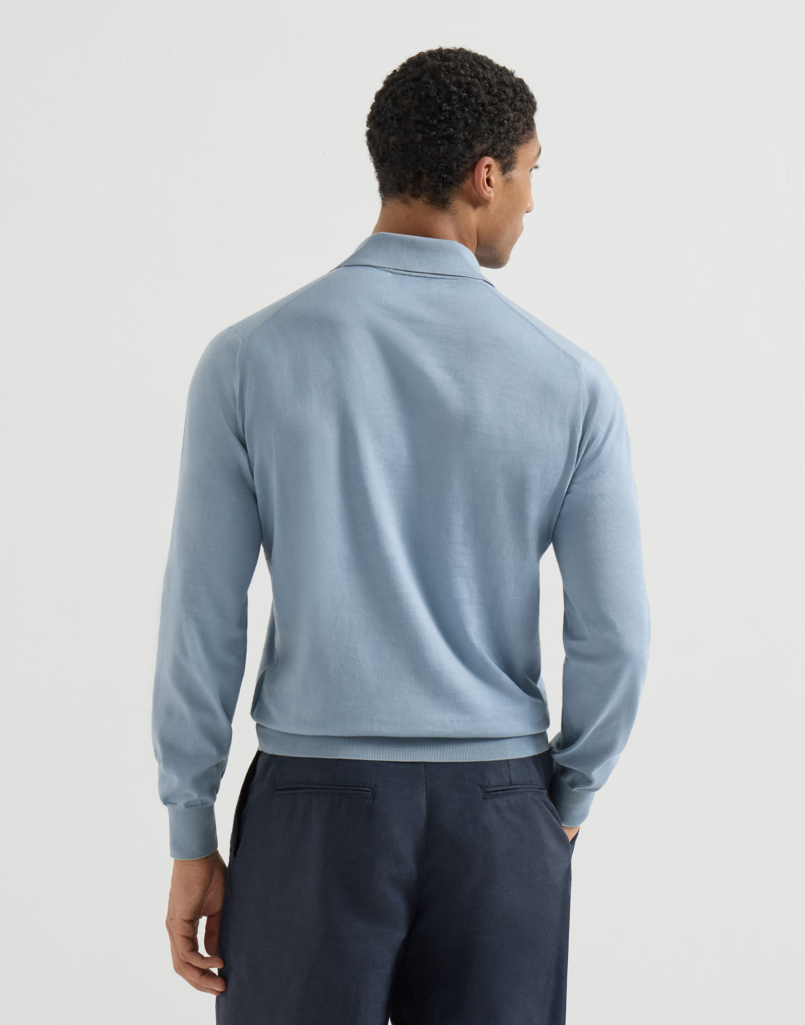 メンズ 向け ダークグレー ニット ポロシャツ | Brunello Cucinelli