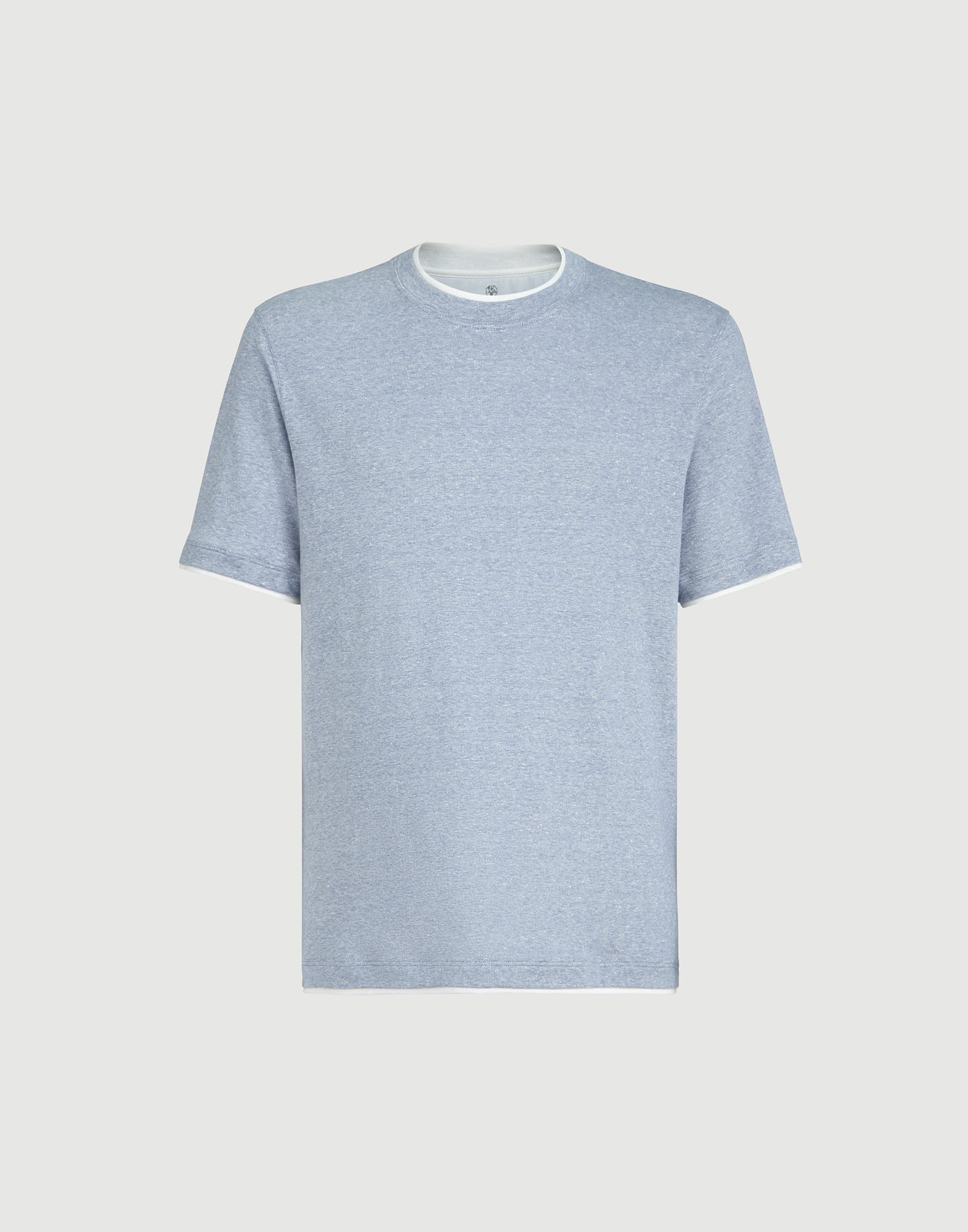 T-shirt with faux-layering for Man in Apricot | Brunello Cucinelli