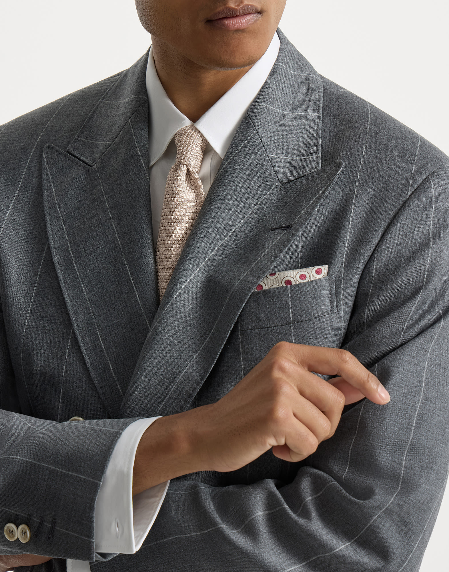 メンズ 向け グレー ニットネクタイ | Brunello Cucinelli