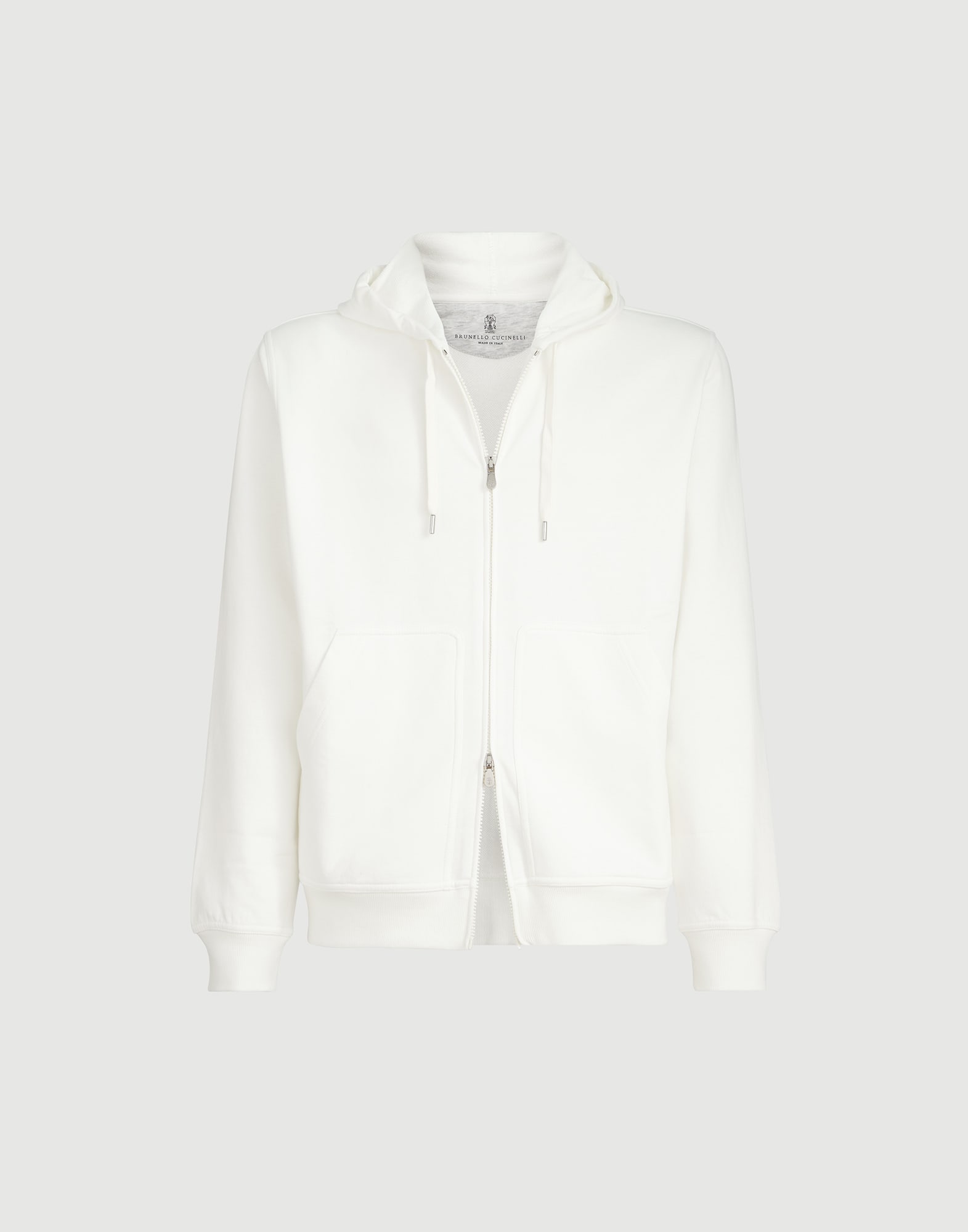 Hooded zip-up sweatshirt for Man in Off-White | Brunello Cucinelli