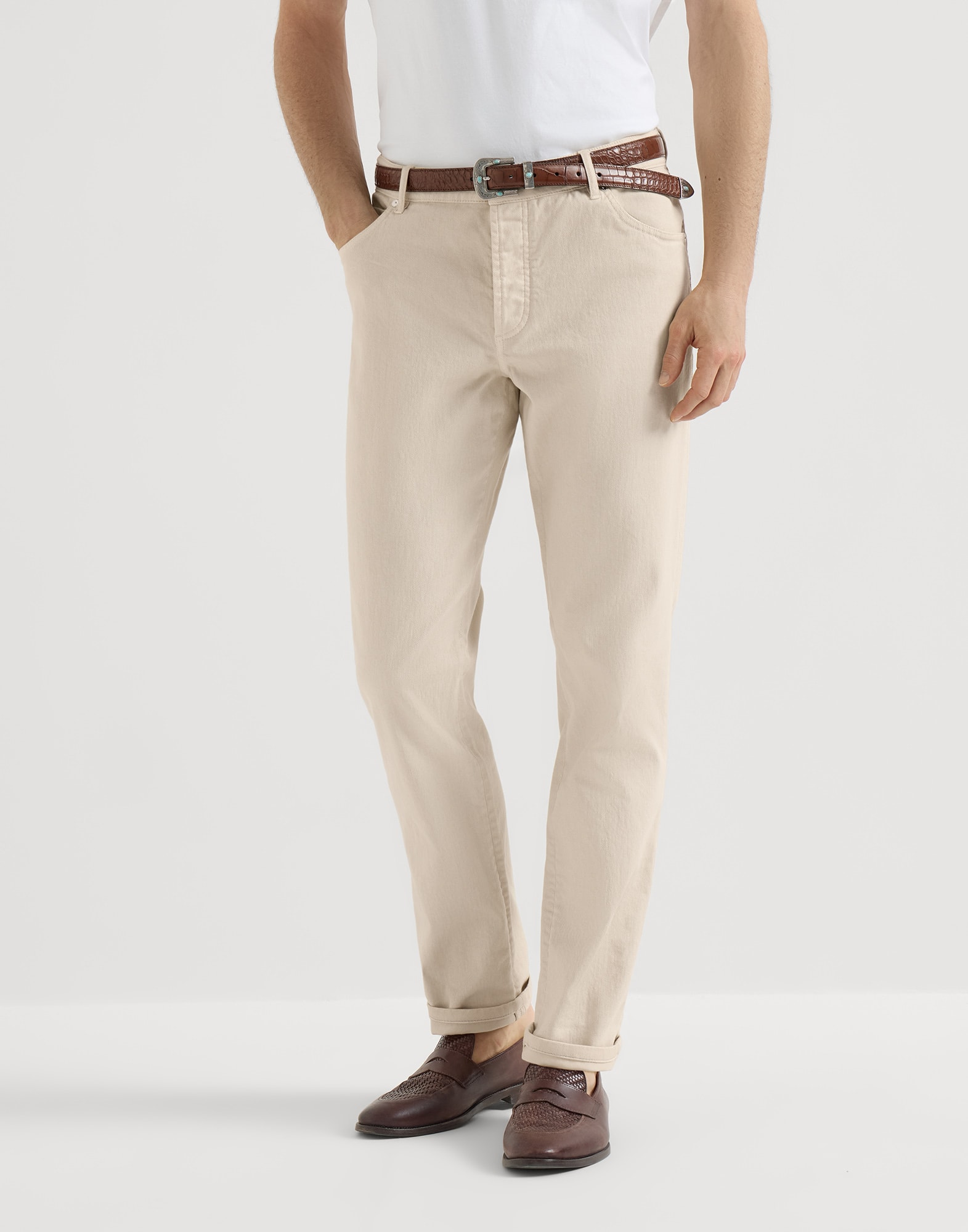 Denim Five-Pocket Trousers - Front view - View Full Screen