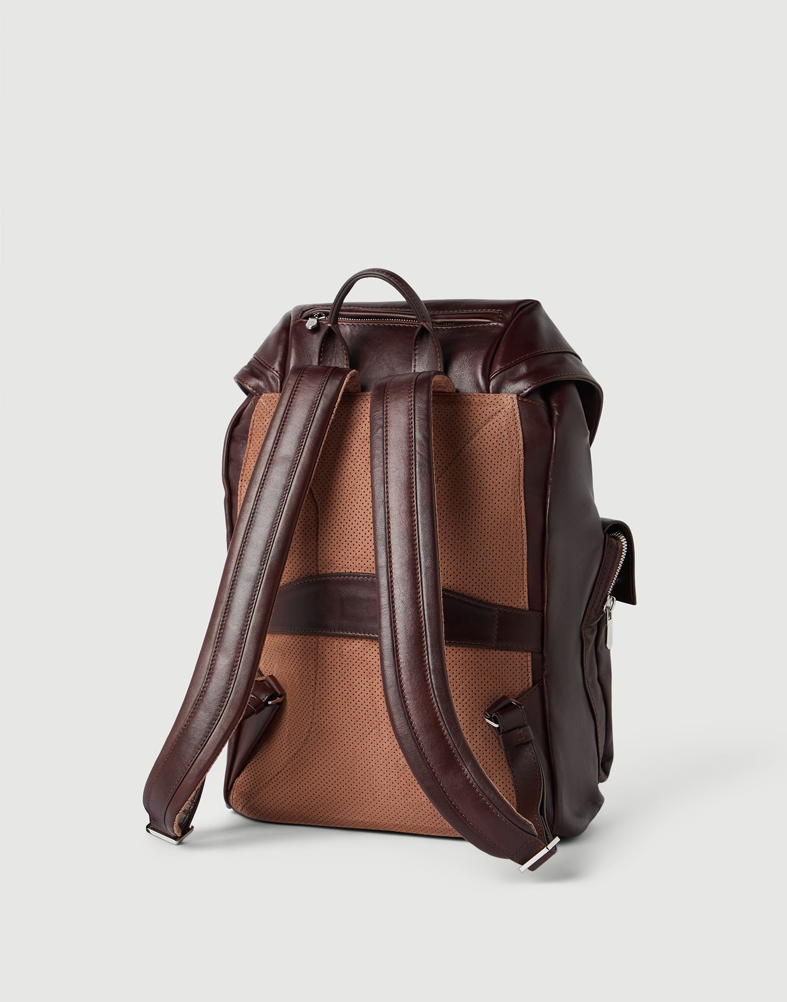 Calfskin leisure backpack for Man in Rust Brown | Brunello Cucinelli