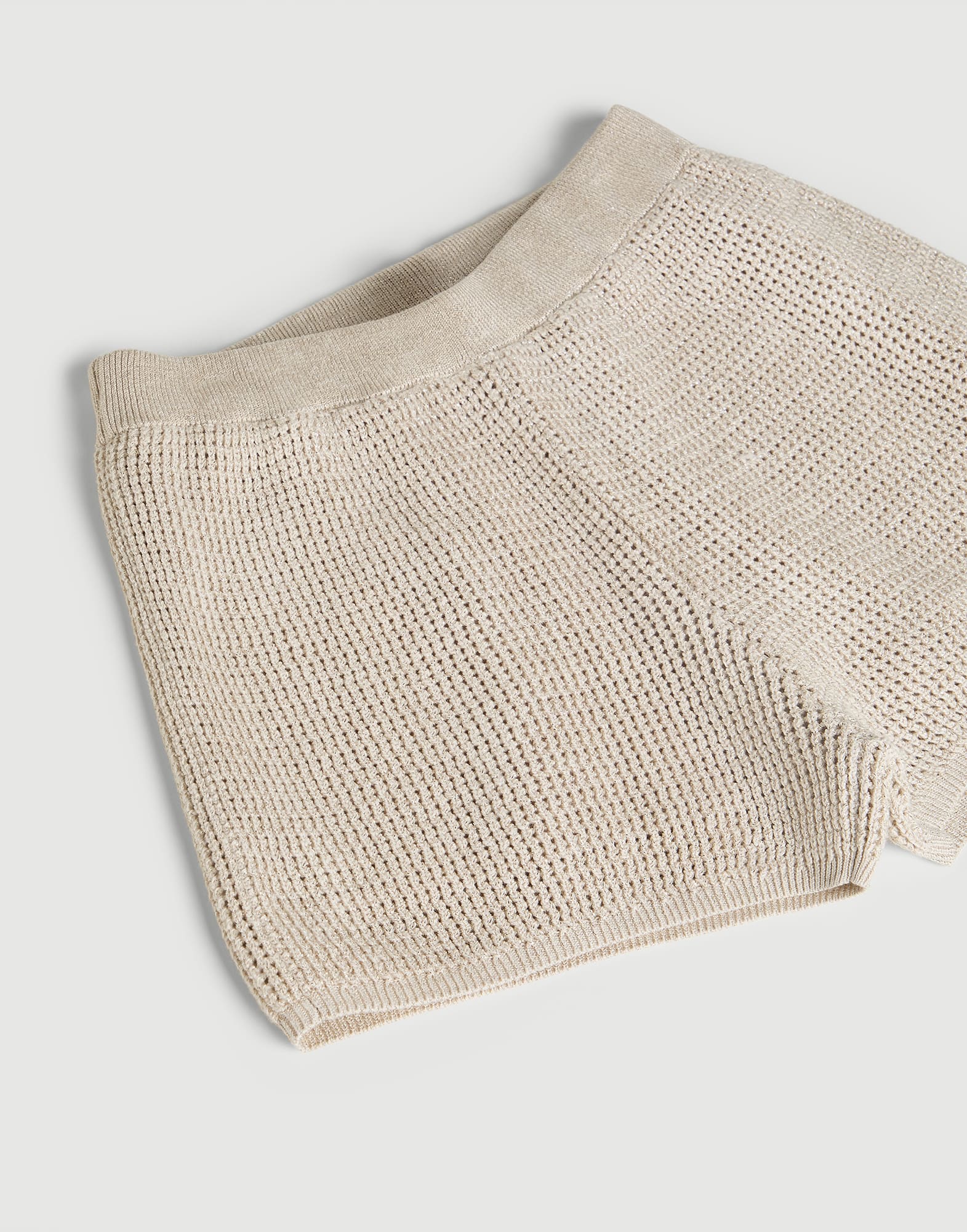 Shorts Net de punto acanalado Avena Ni&ntilde;a - Brunello Cucinelli