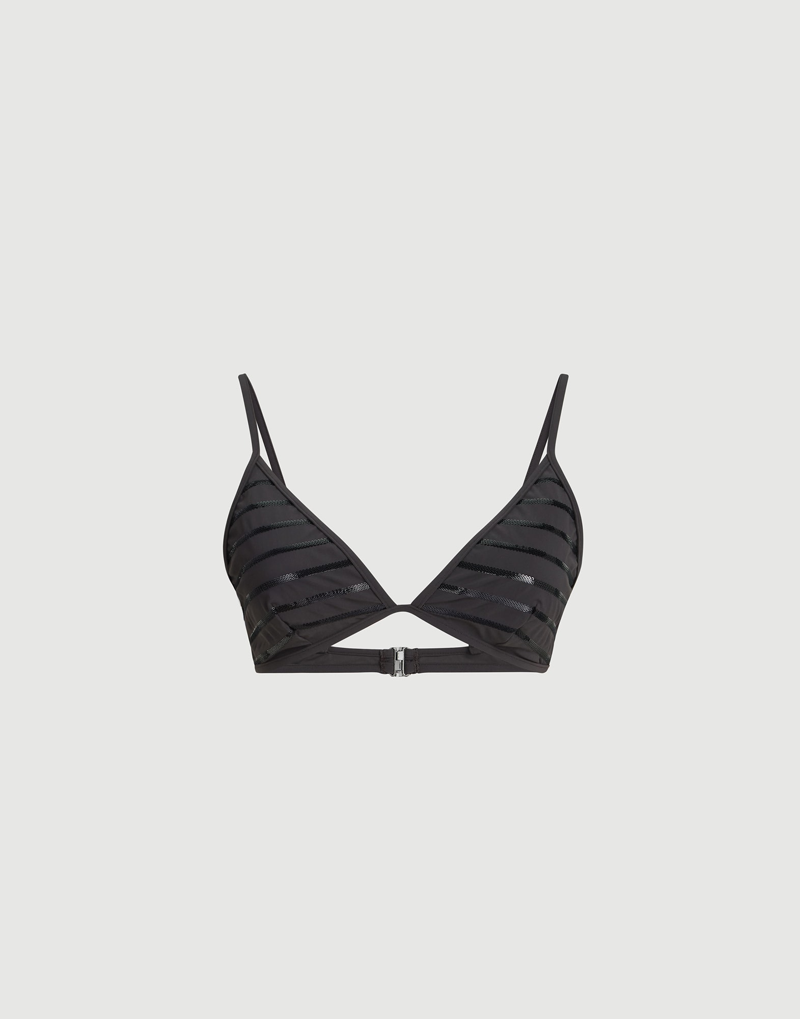 Dazzling stripes bikini top Lignite Grey Woman - Brunello Cucinelli