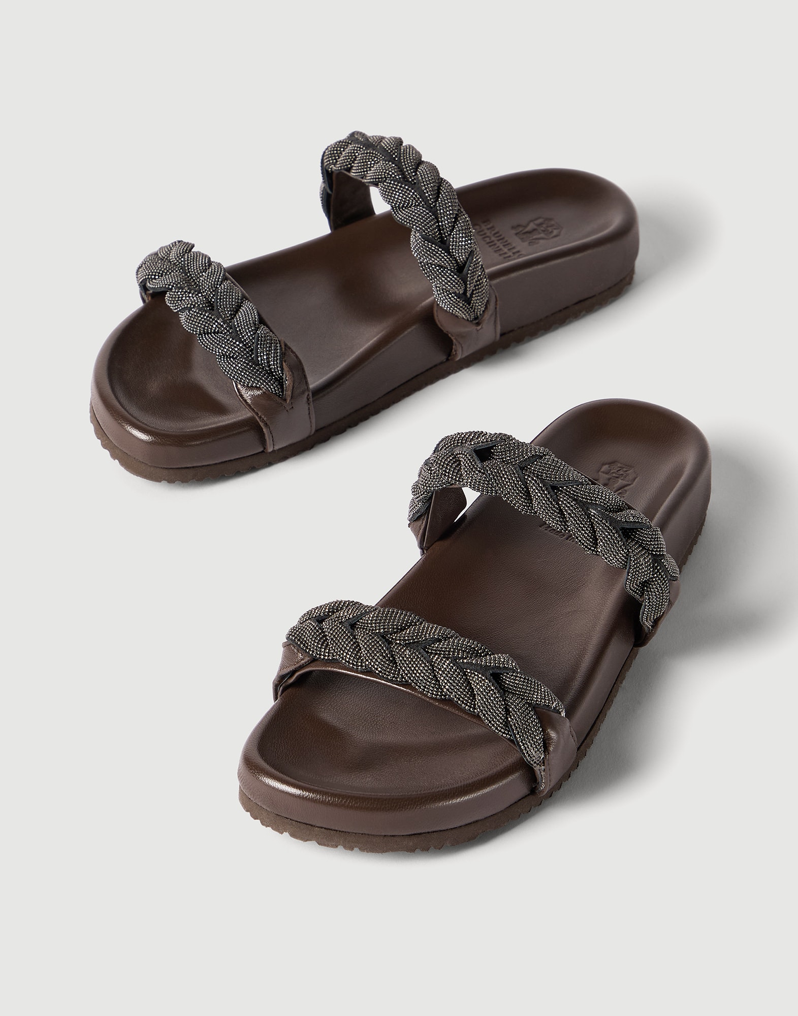 Leather sandals for Woman in Brown | Brunello Cucinelli