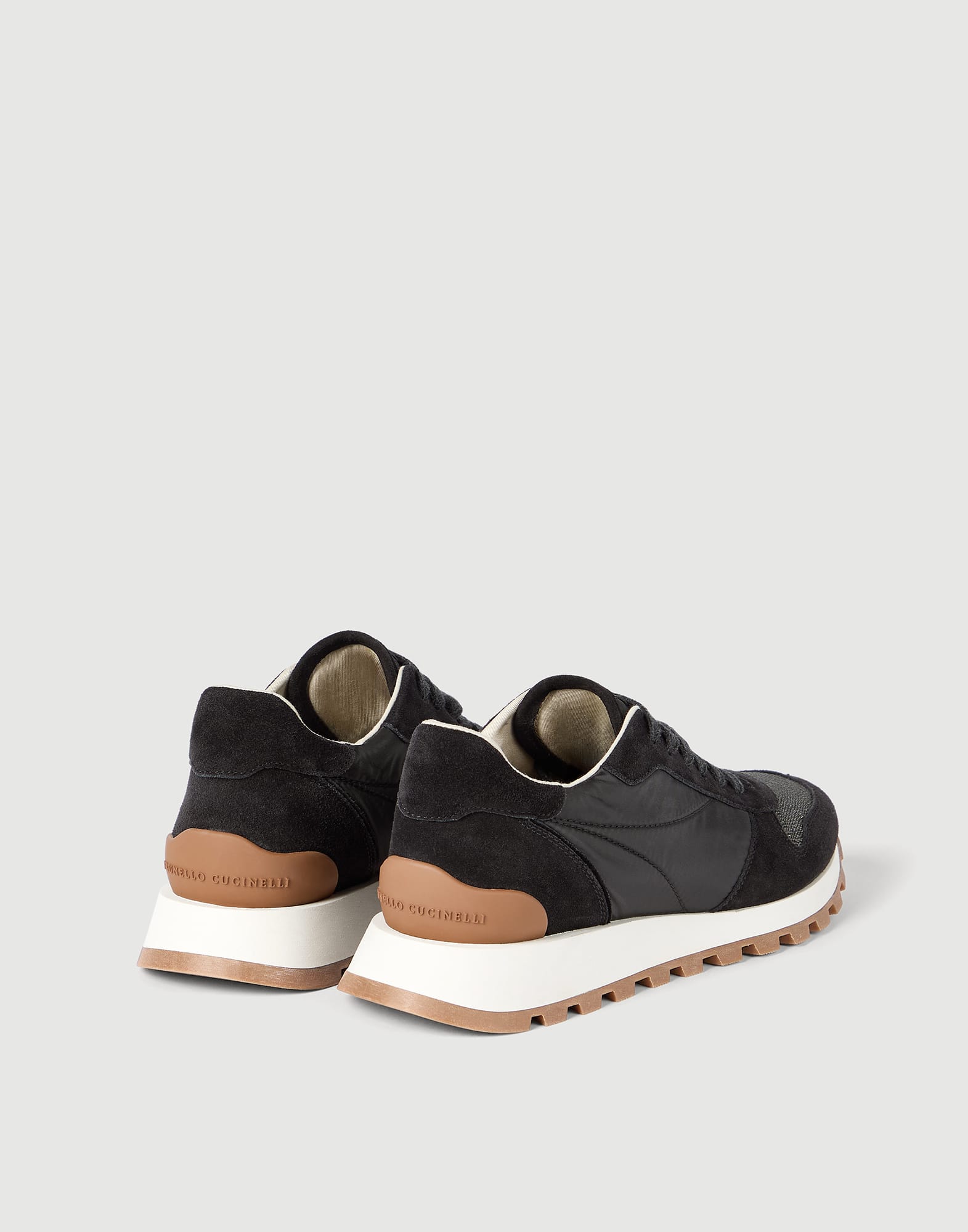 Suede and techno fabric runners for Woman in White | Brunello