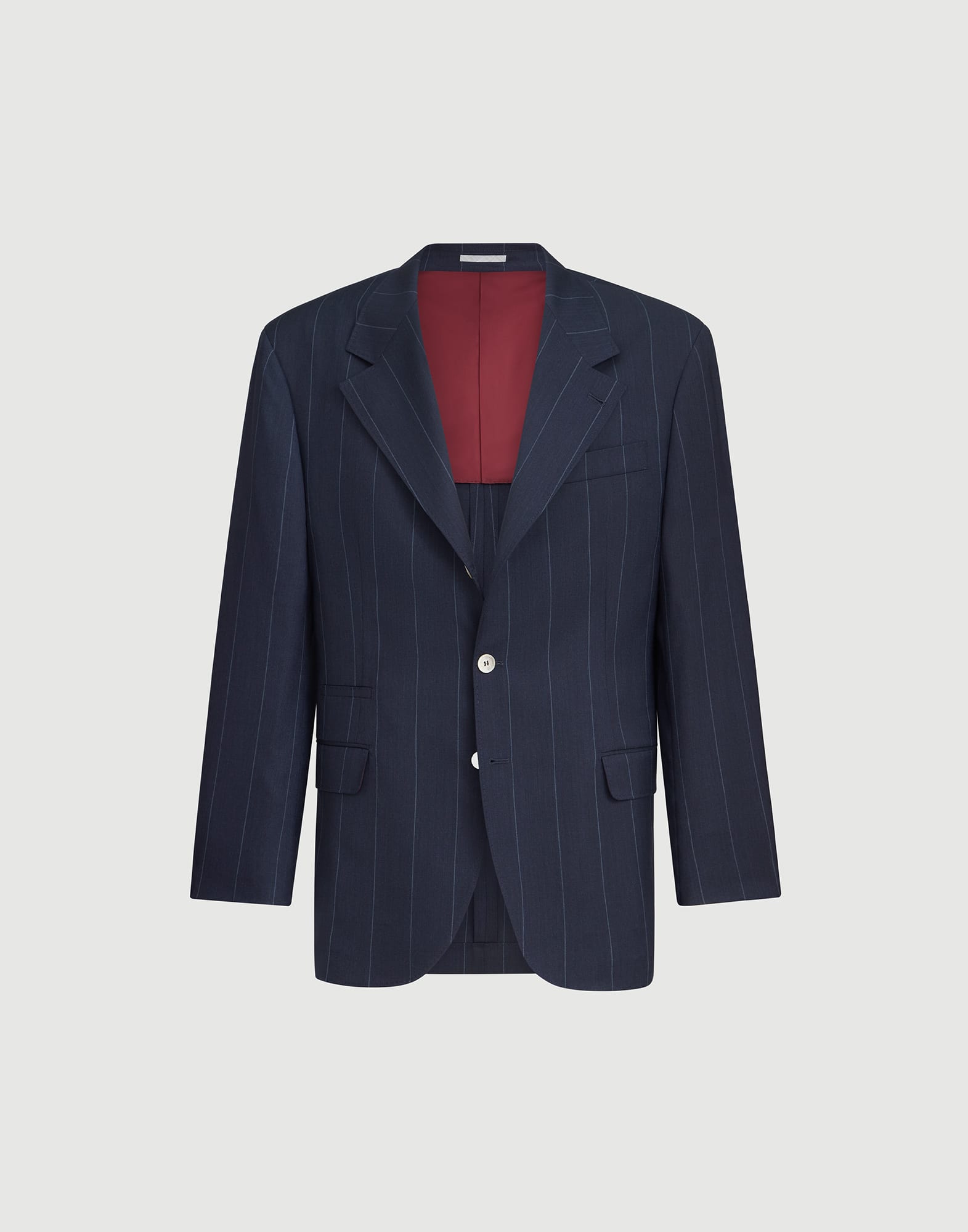 Chalk stripe blazer for Man in Navy Blue | Brunello Cucinelli