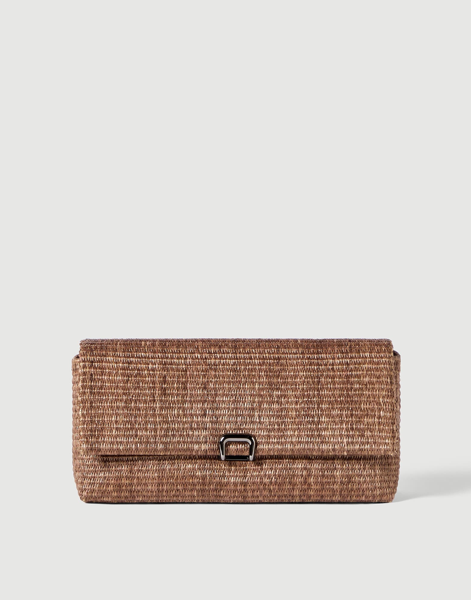 Bolso Sartorial Clutch de rafia Marr&oacute;n Claro Mujer - Brunello Cucinelli